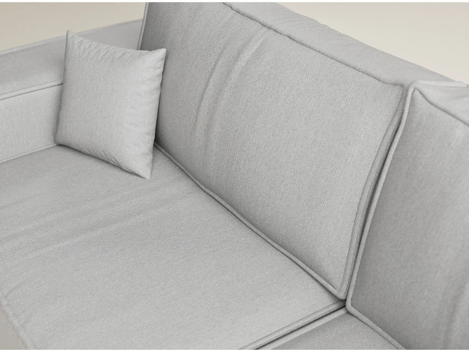 Canapé d'angle droit avec fonction lit en tissu tressé beige gris TONGA