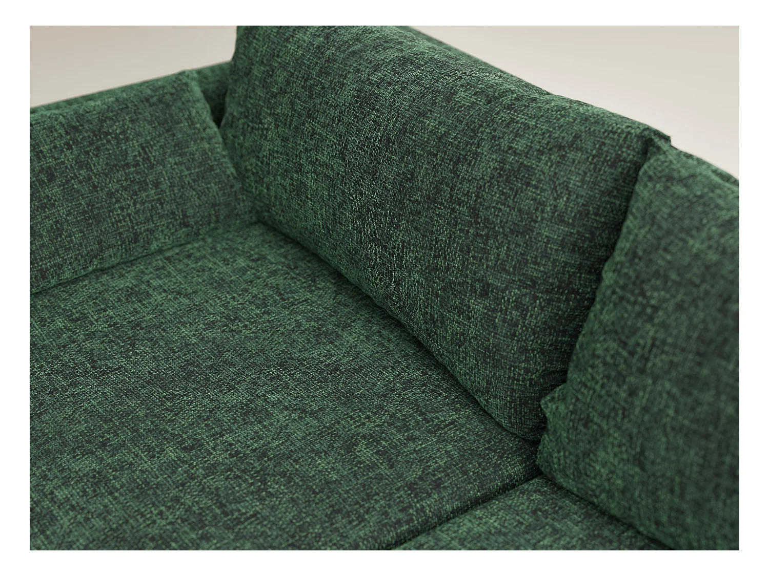 Canapé d'angle droit avec fonction lit en tissu chenille vert foncé LEON