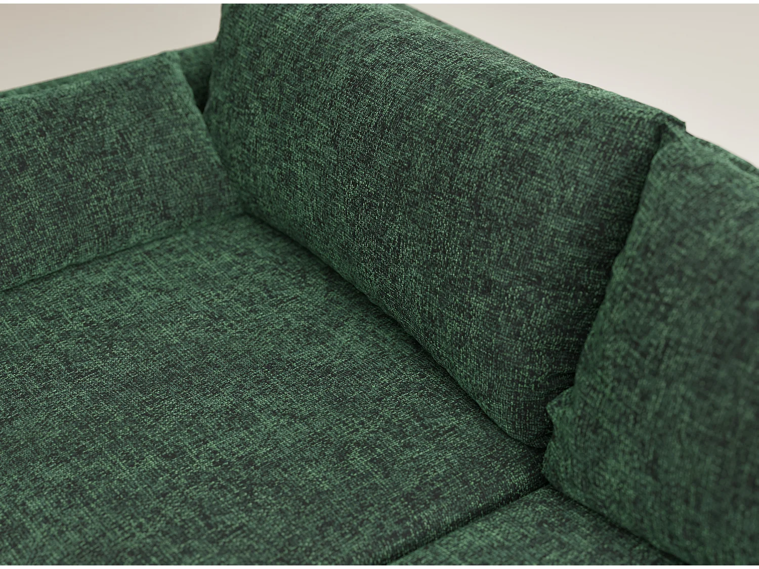 Canapé d'angle droit avec fonction lit en tissu chenille vert foncé LEON