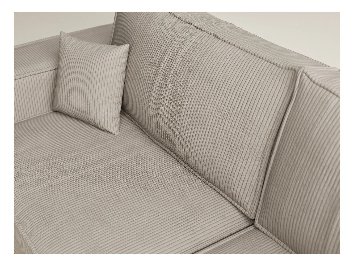 Canapé d'angle droit avec fonction lit en velours beige foncé TONGA