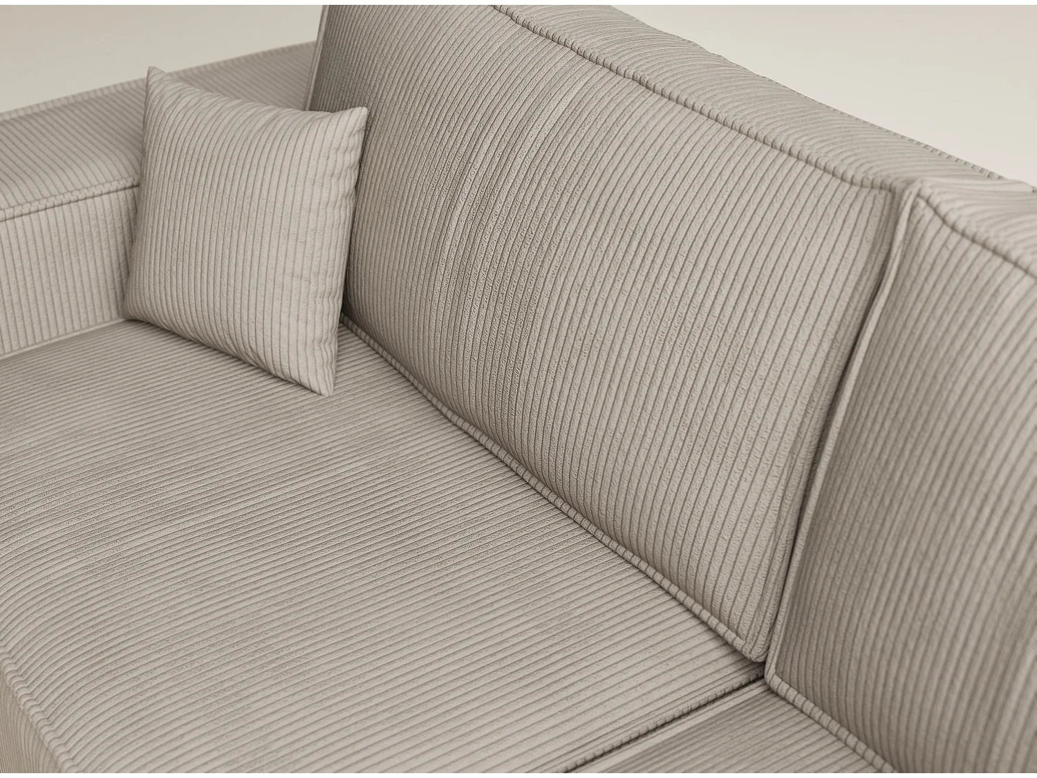 Canapé d'angle droit avec fonction lit en velours beige foncé TONGA