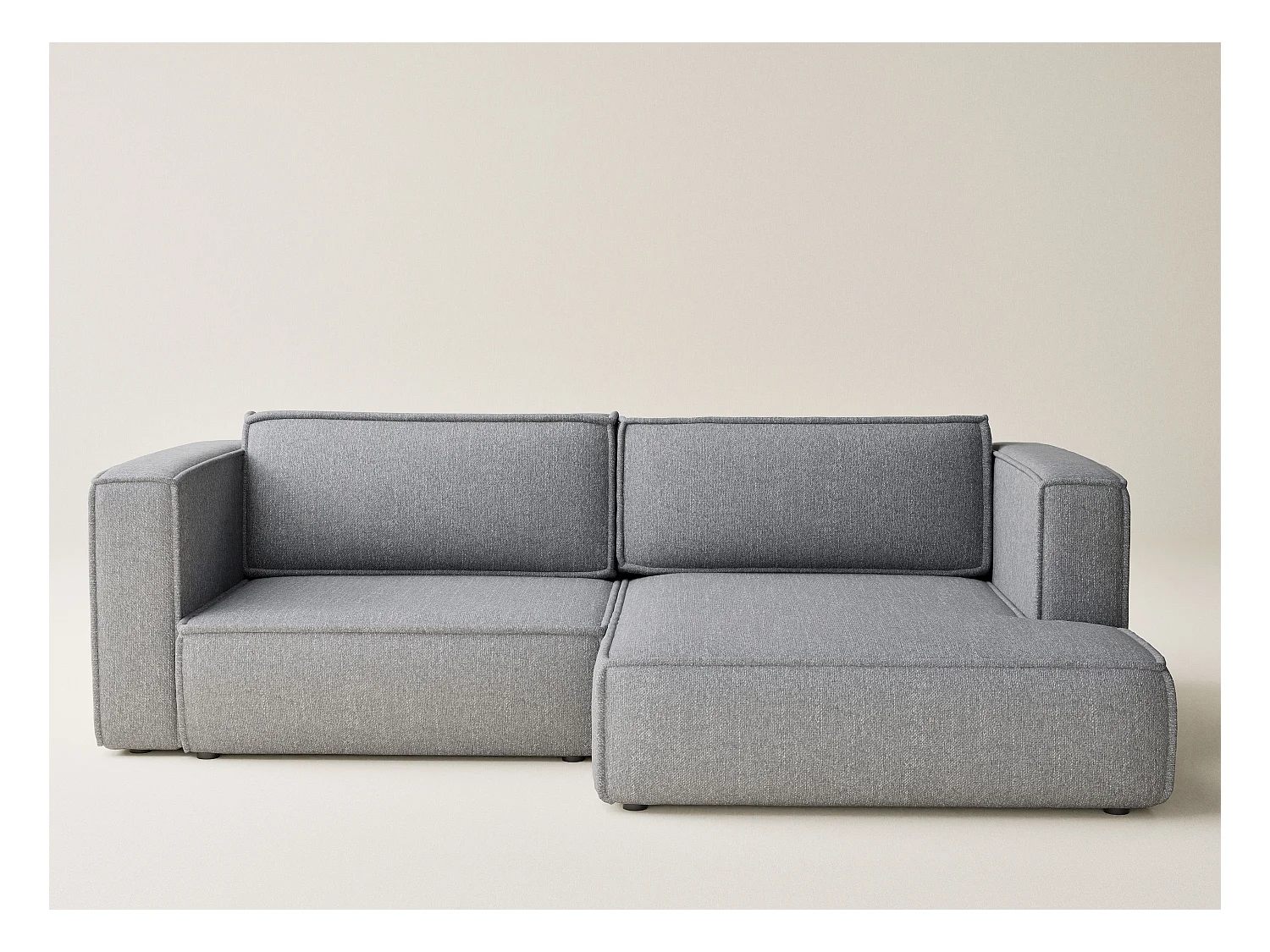 Canapé d'angle droit avec fonction lit en tissu tressé gris VELTO