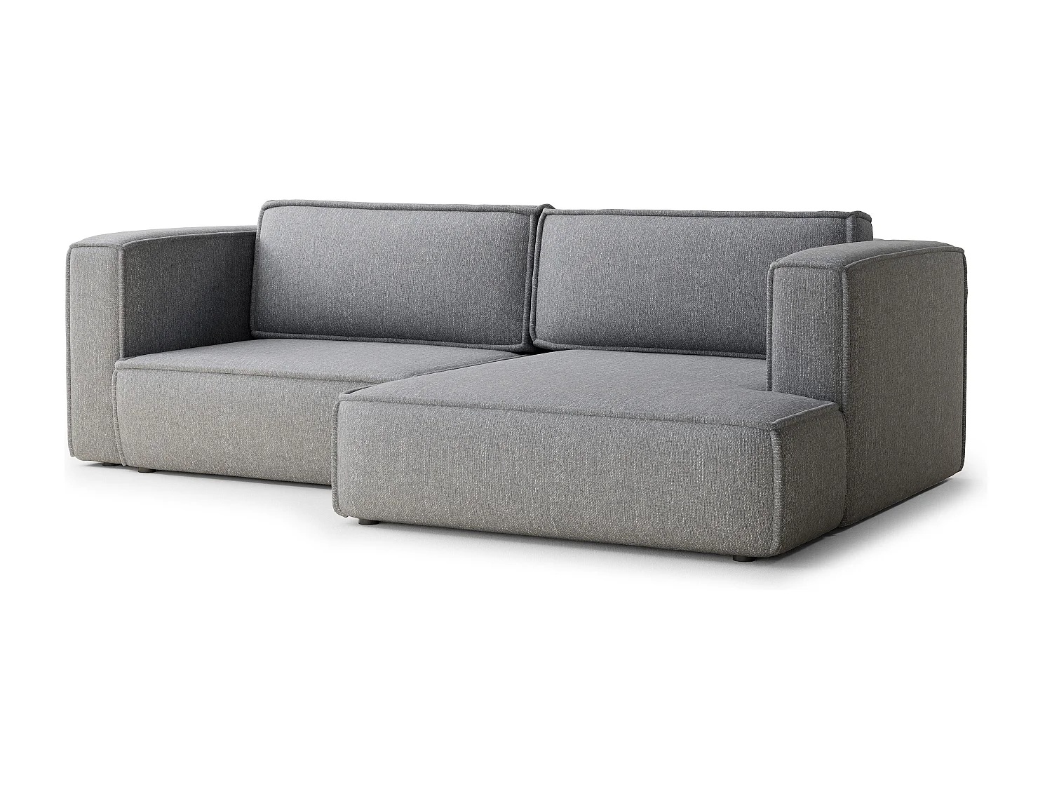 Canapé d'angle droit avec fonction lit en tissu tressé gris VELTO