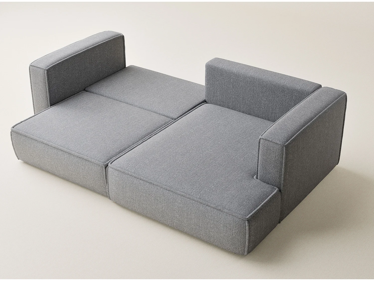 Canapé d'angle droit avec fonction lit en tissu tressé gris VELTO