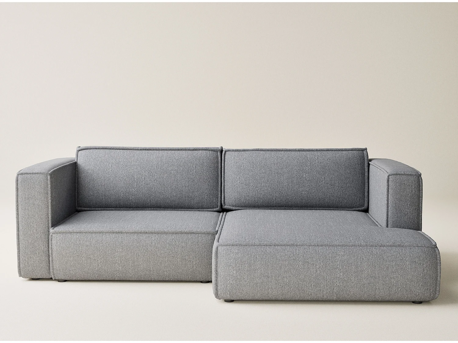 Canapé d'angle droit avec fonction lit en tissu tressé gris VELTO