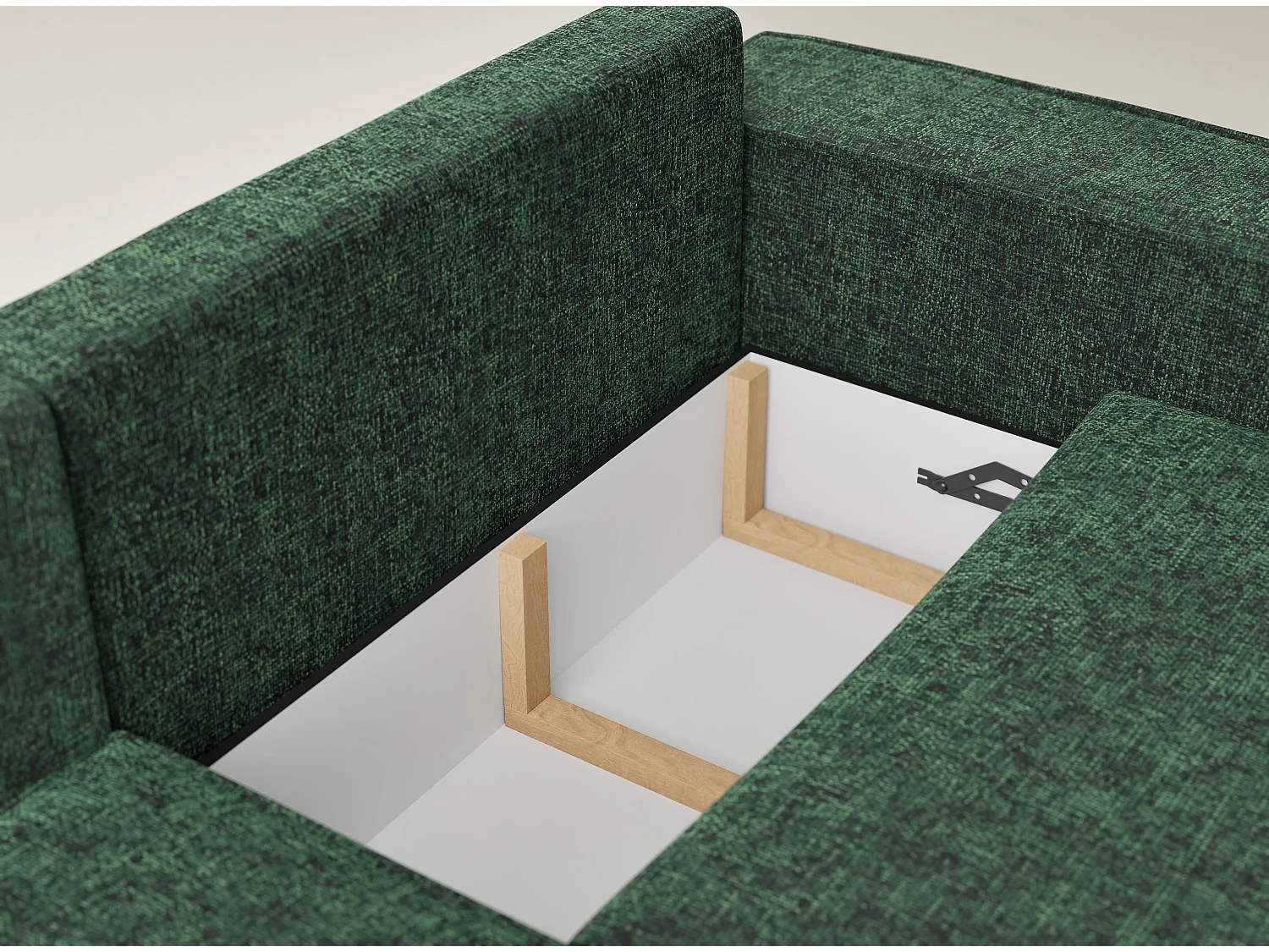 Canapé d'angle gauche avec fonction lit en tissu chenille vert foncé TONGA