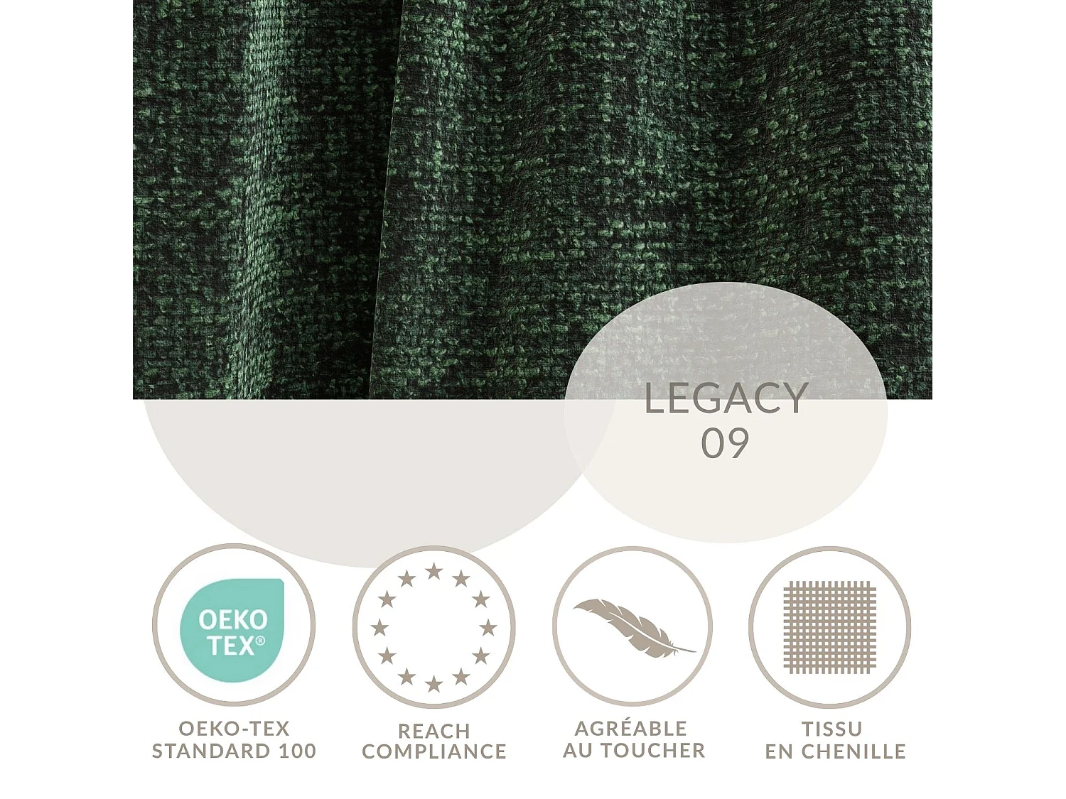 Canapé d'angle gauche avec fonction lit en tissu chenille vert foncé TONGA