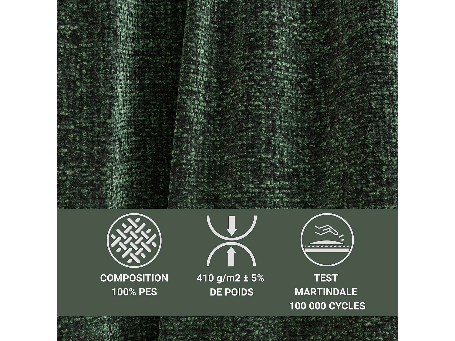 Canapé d'angle gauche avec fonction lit en tissu chenille vert foncé TONGA