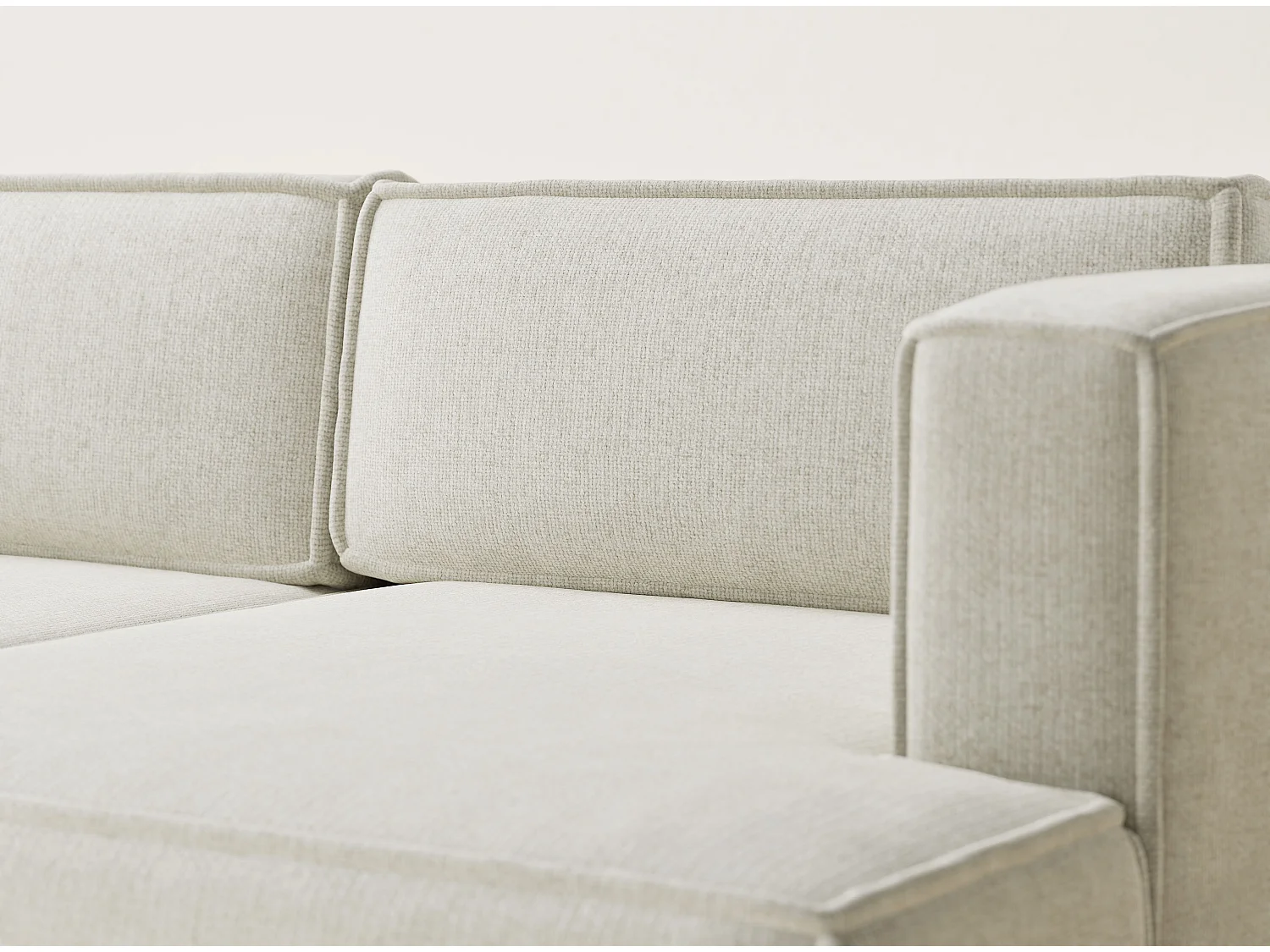 Canapé d'angle droit avec fonction lit en tissu chenille creme VELTO