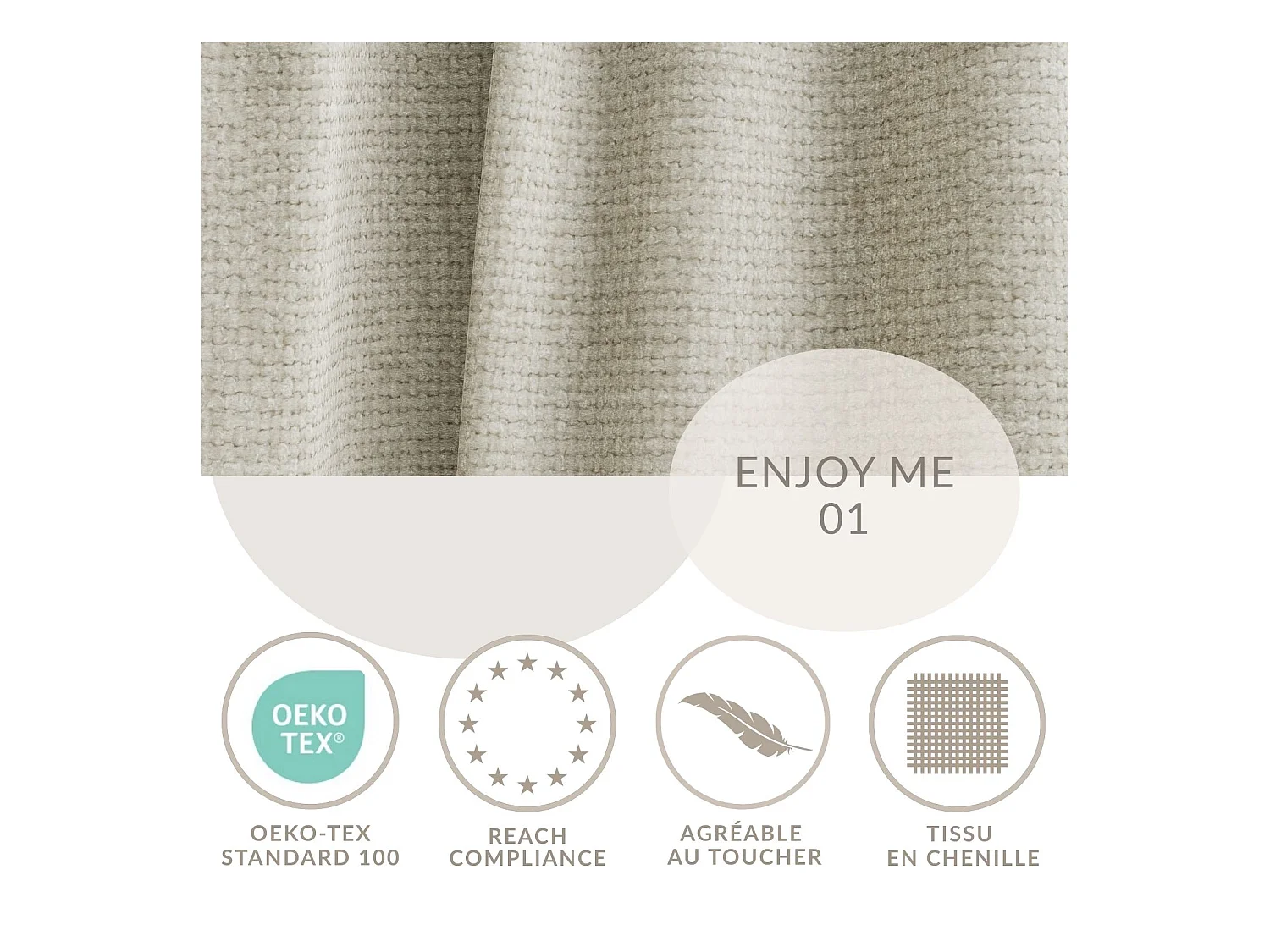 Canapé d'angle droit avec fonction lit en tissu chenille creme VELTO