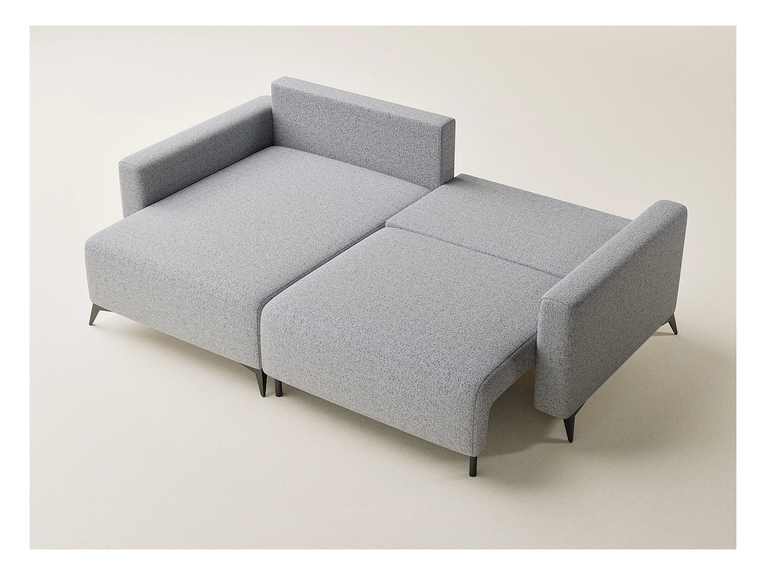 Canapé d'angle gauche avec fonction lit en tissu tressé gris clair LEON