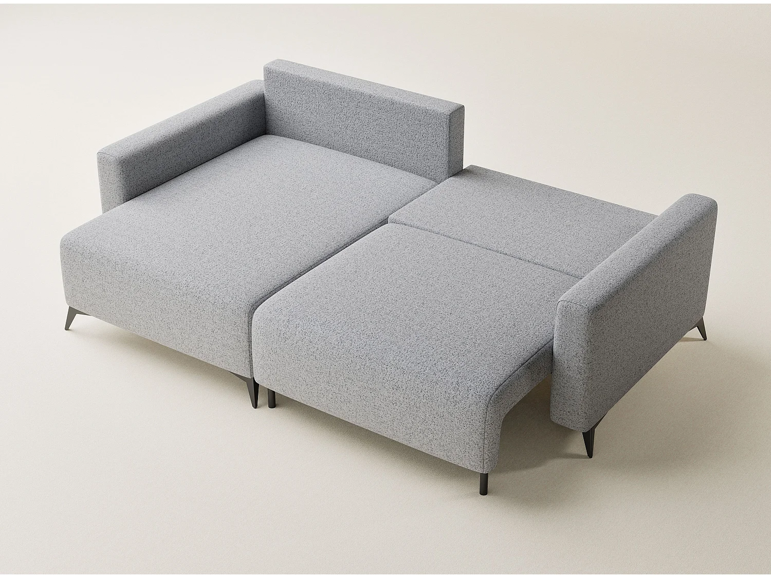 Canapé d'angle gauche avec fonction lit en tissu tressé gris clair LEON