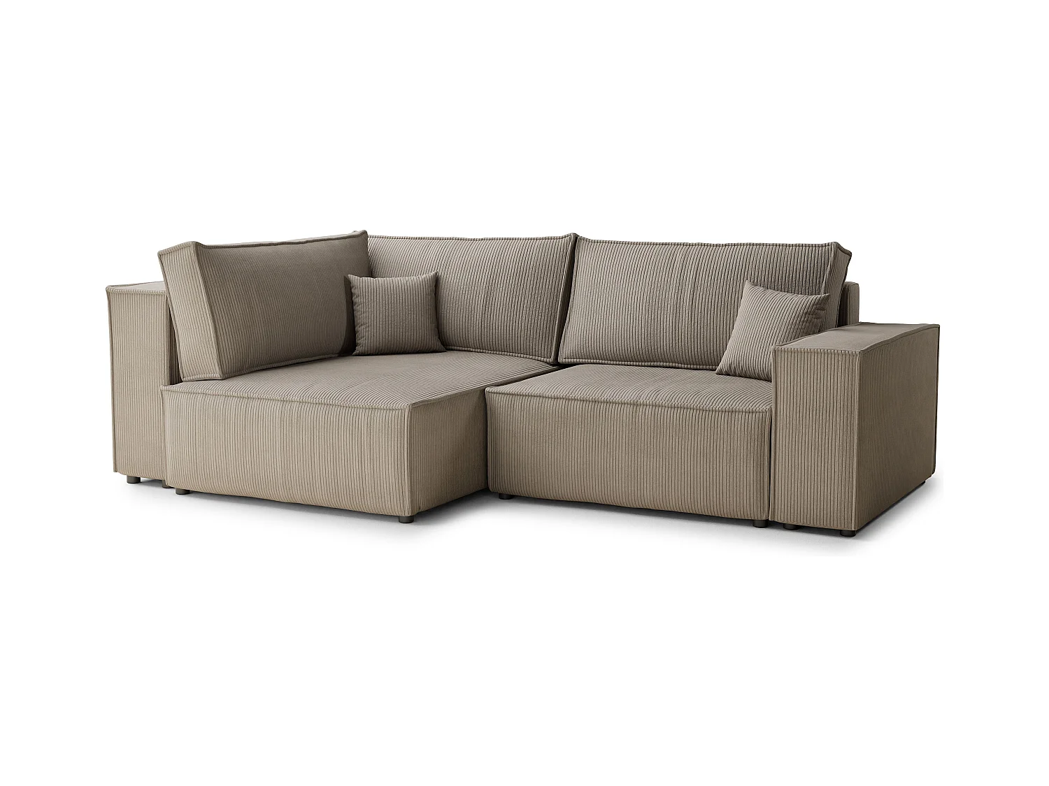 Canapé d'angle gauche avec fonction lit en velours beige foncé TONGA