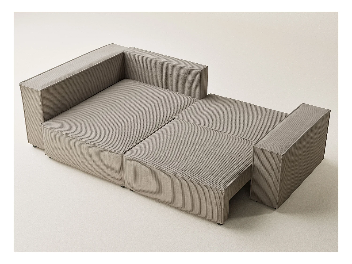 Canapé d'angle gauche avec fonction lit en velours beige foncé TONGA