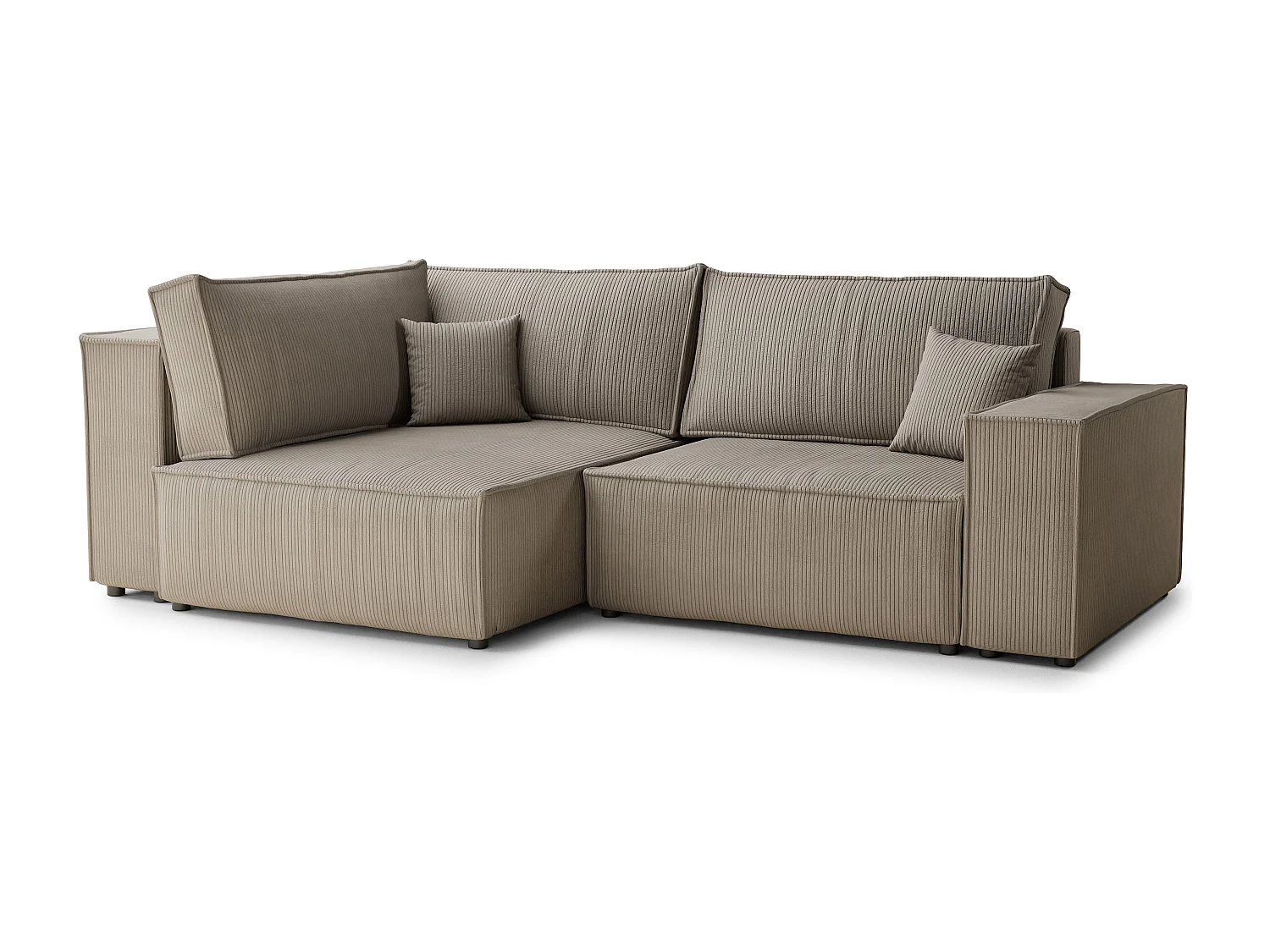 Canapé d'angle gauche avec fonction lit en velours beige foncé TONGA