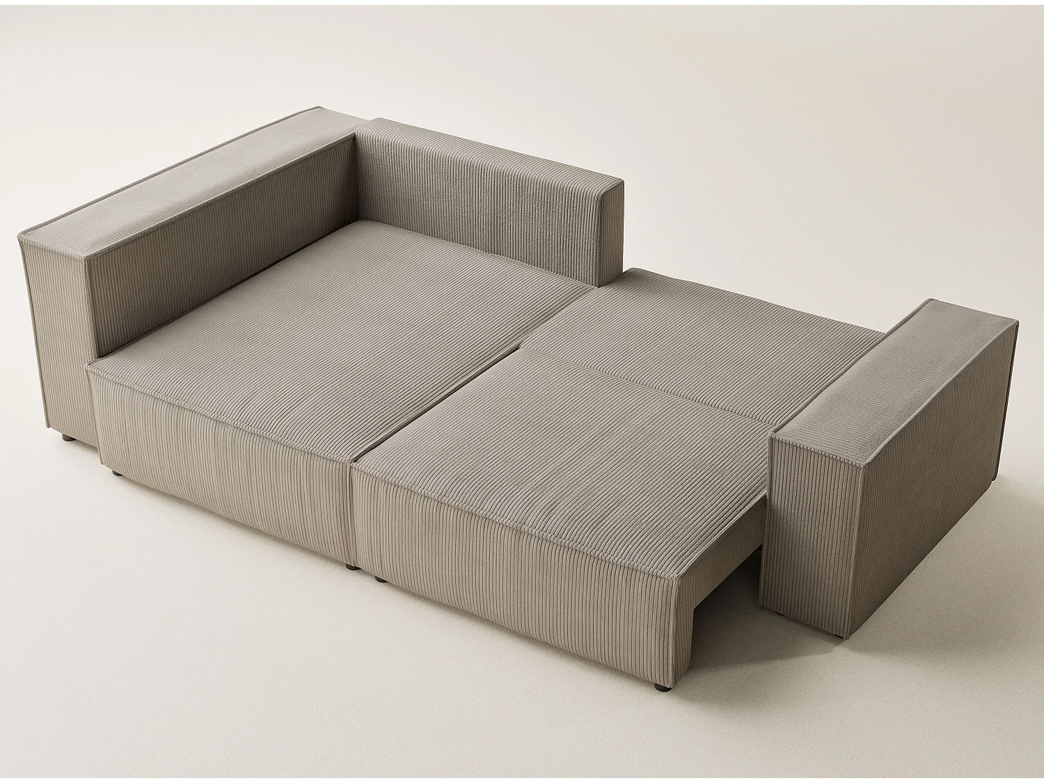 Canapé d'angle gauche avec fonction lit en velours beige foncé TONGA