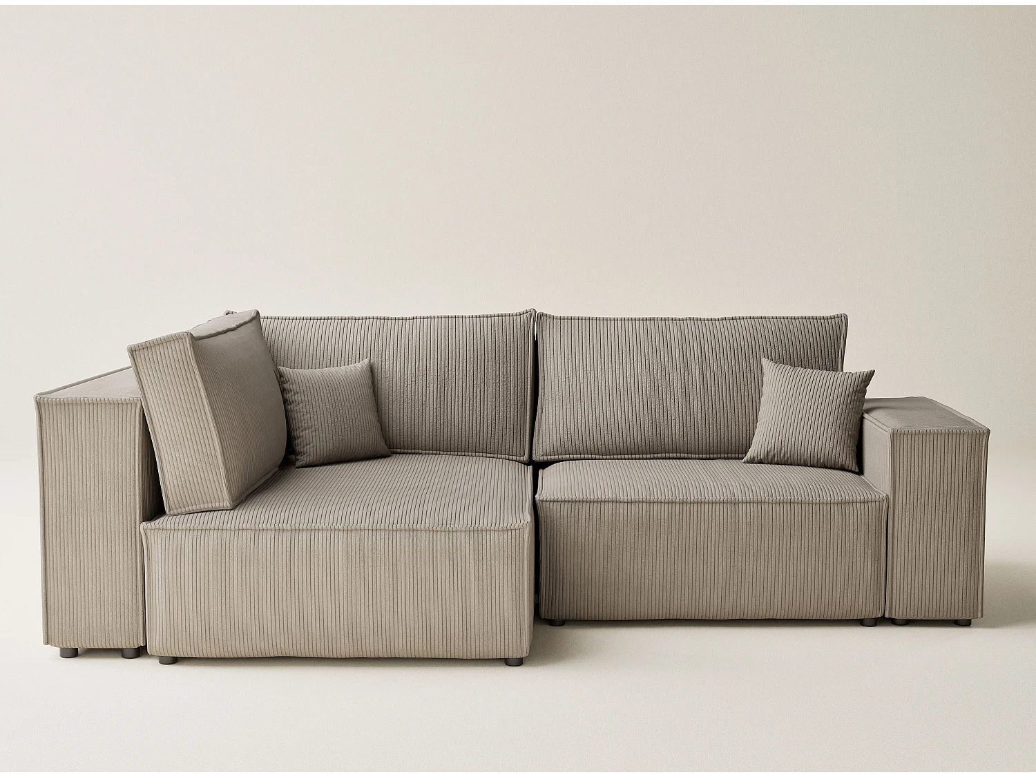 Canapé d'angle gauche avec fonction lit en velours beige foncé TONGA