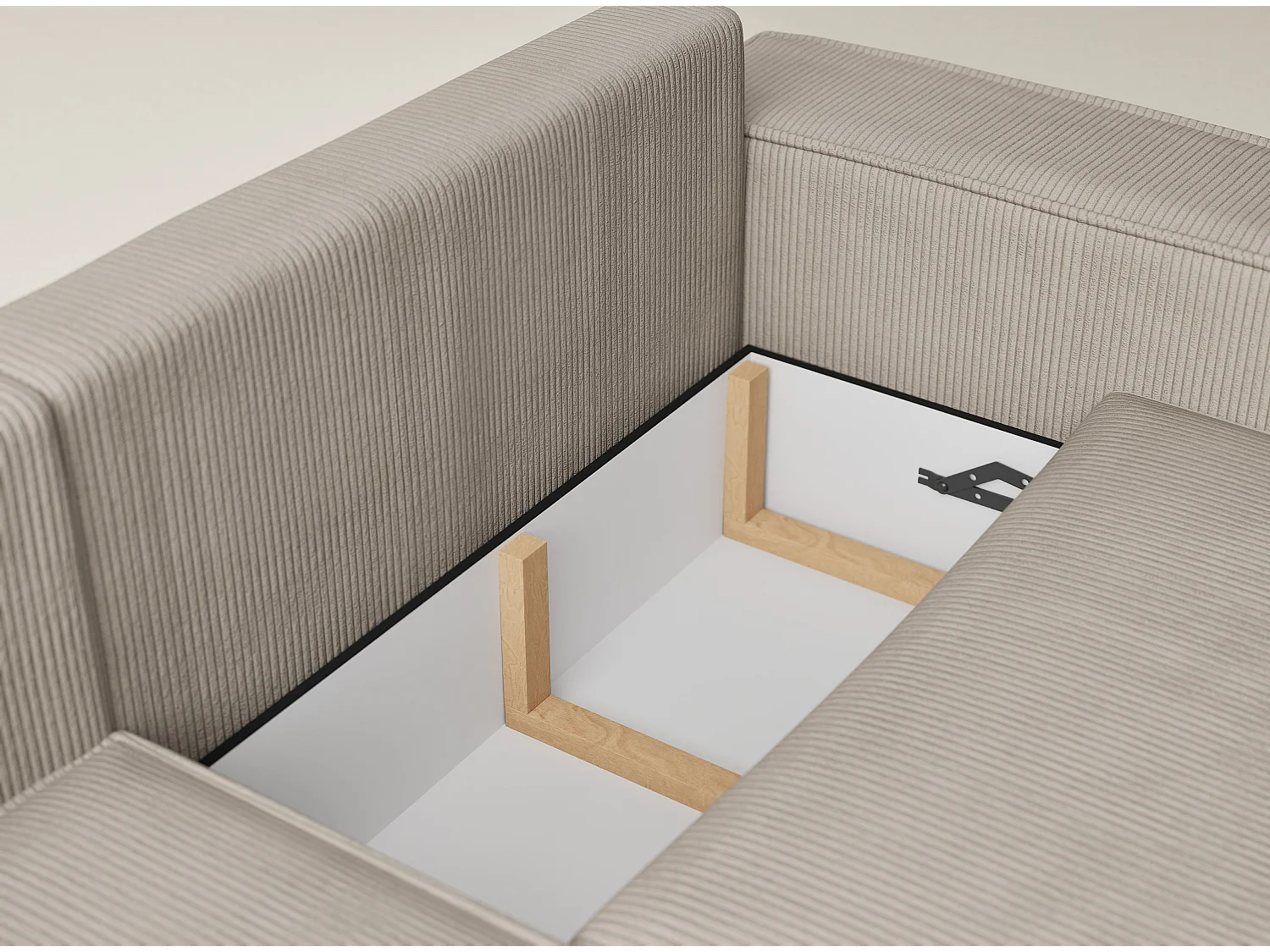 Canapé d'angle gauche avec fonction lit en velours beige foncé TONGA