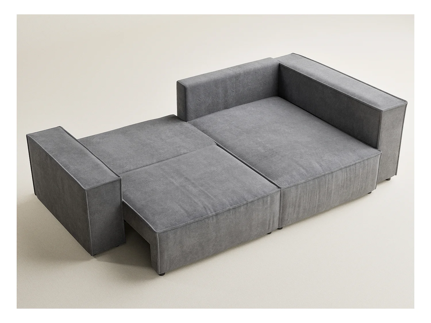 Canapé d'angle droit avec fonction lit en tissu chenille gris TONGA