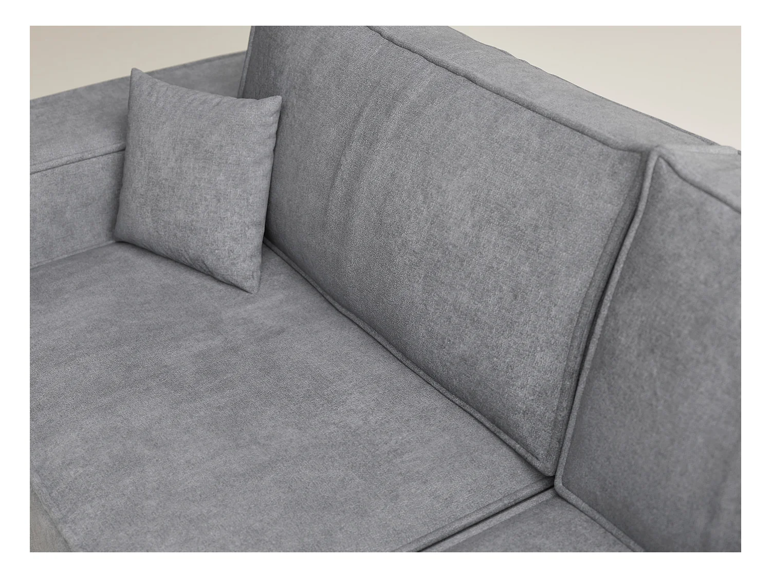 Canapé d'angle droit avec fonction lit en tissu chenille gris TONGA