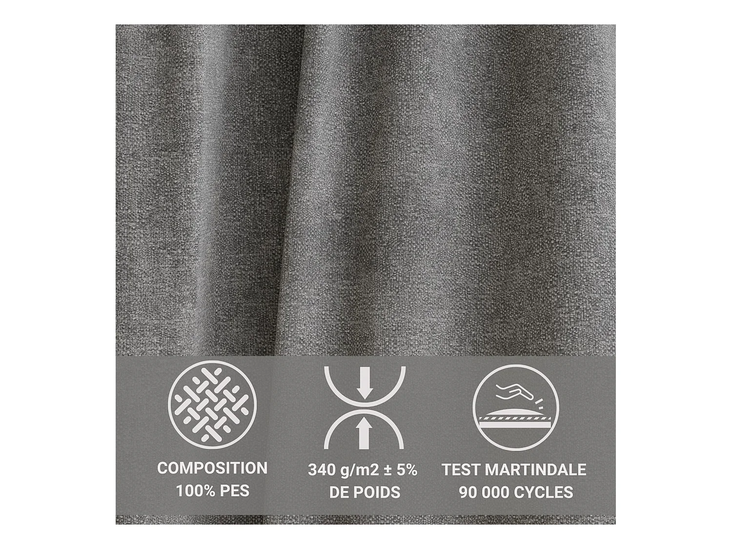 Canapé d'angle droit avec fonction lit en tissu chenille gris TONGA