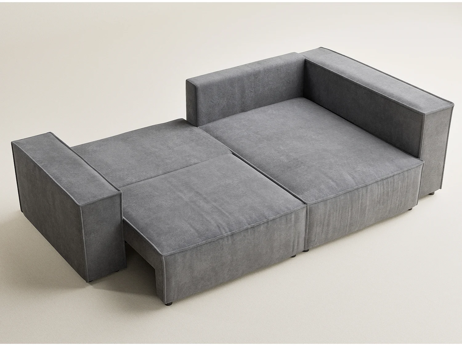 Canapé d'angle droit avec fonction lit en tissu chenille gris TONGA