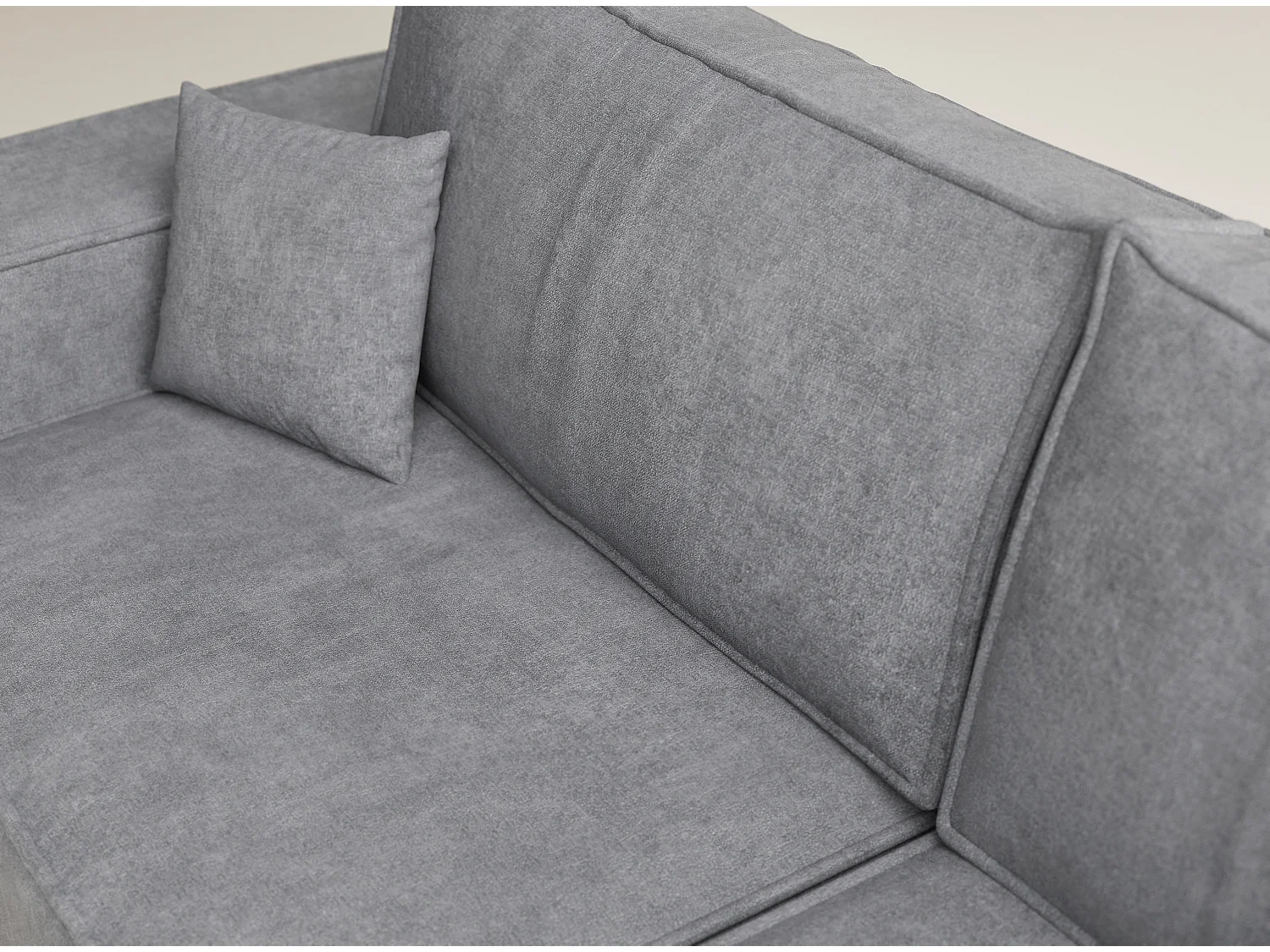 Canapé d'angle droit avec fonction lit en tissu chenille gris TONGA