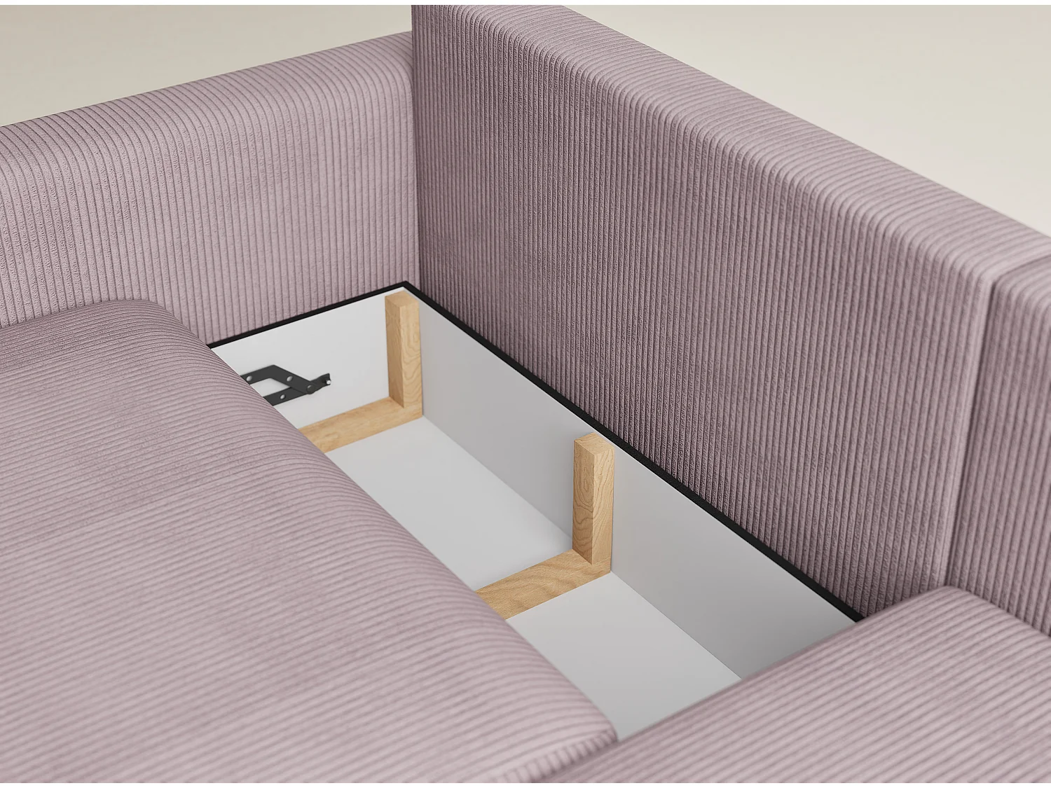 Canapé d'angle droit avec fonction lit en velours violet LEON