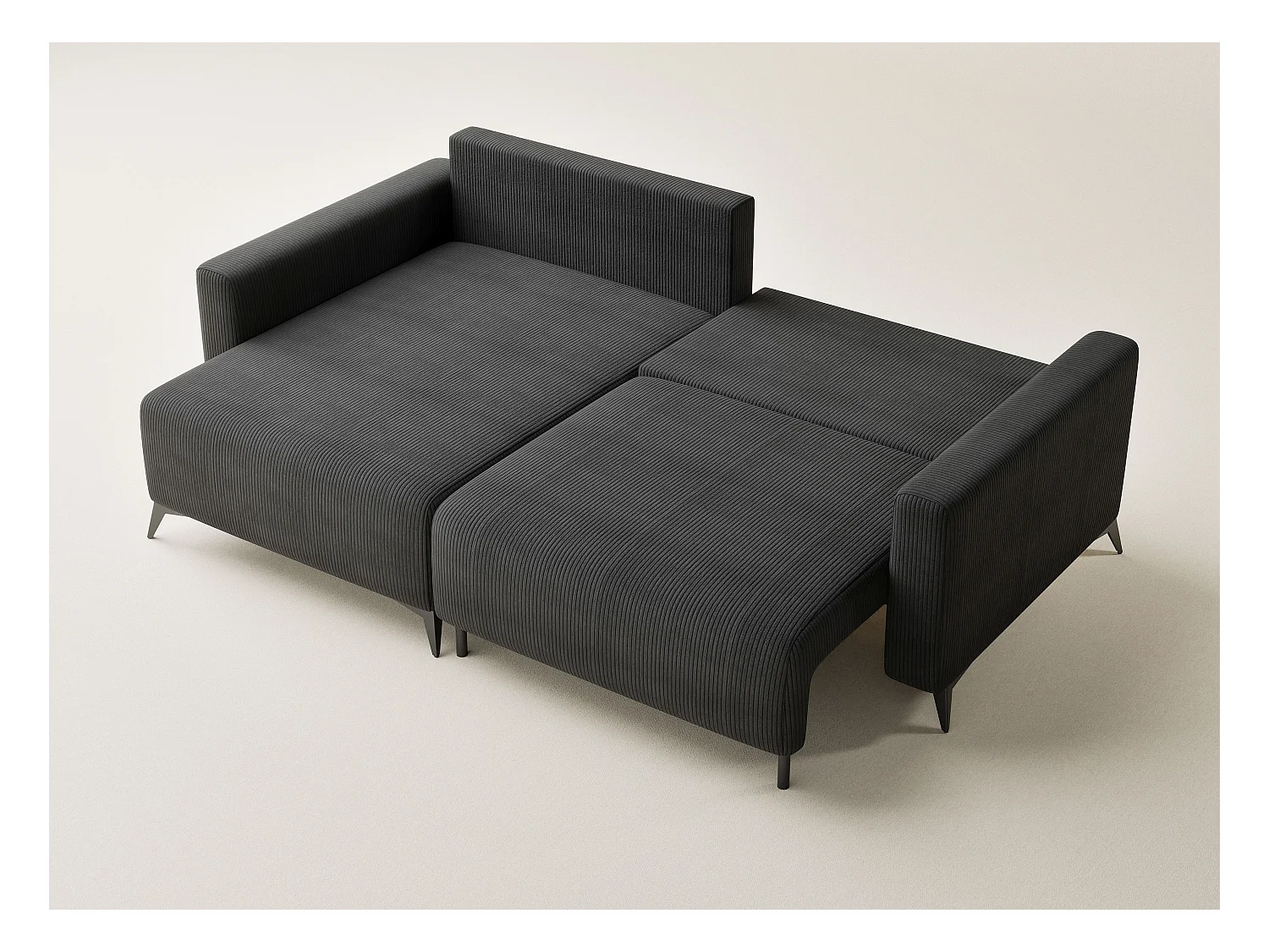 Canapé d'angle gauche avec fonction lit en velours graphite LEON