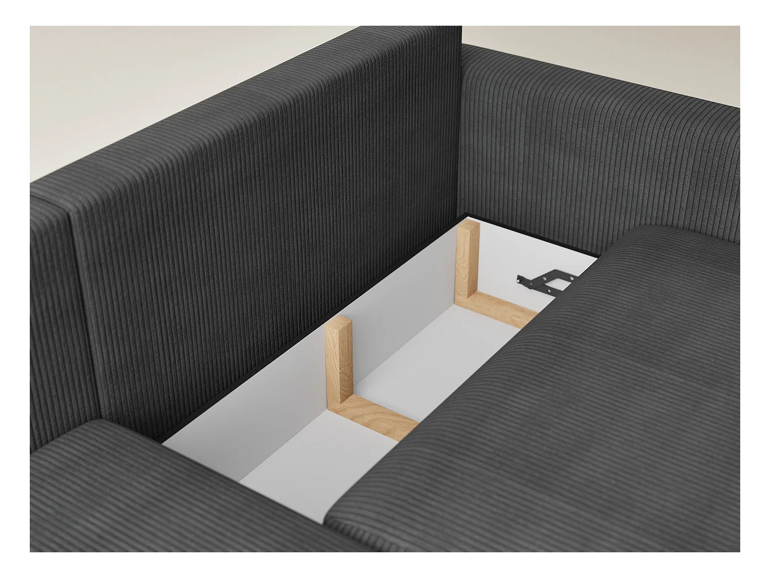 Canapé d'angle gauche avec fonction lit en velours graphite LEON