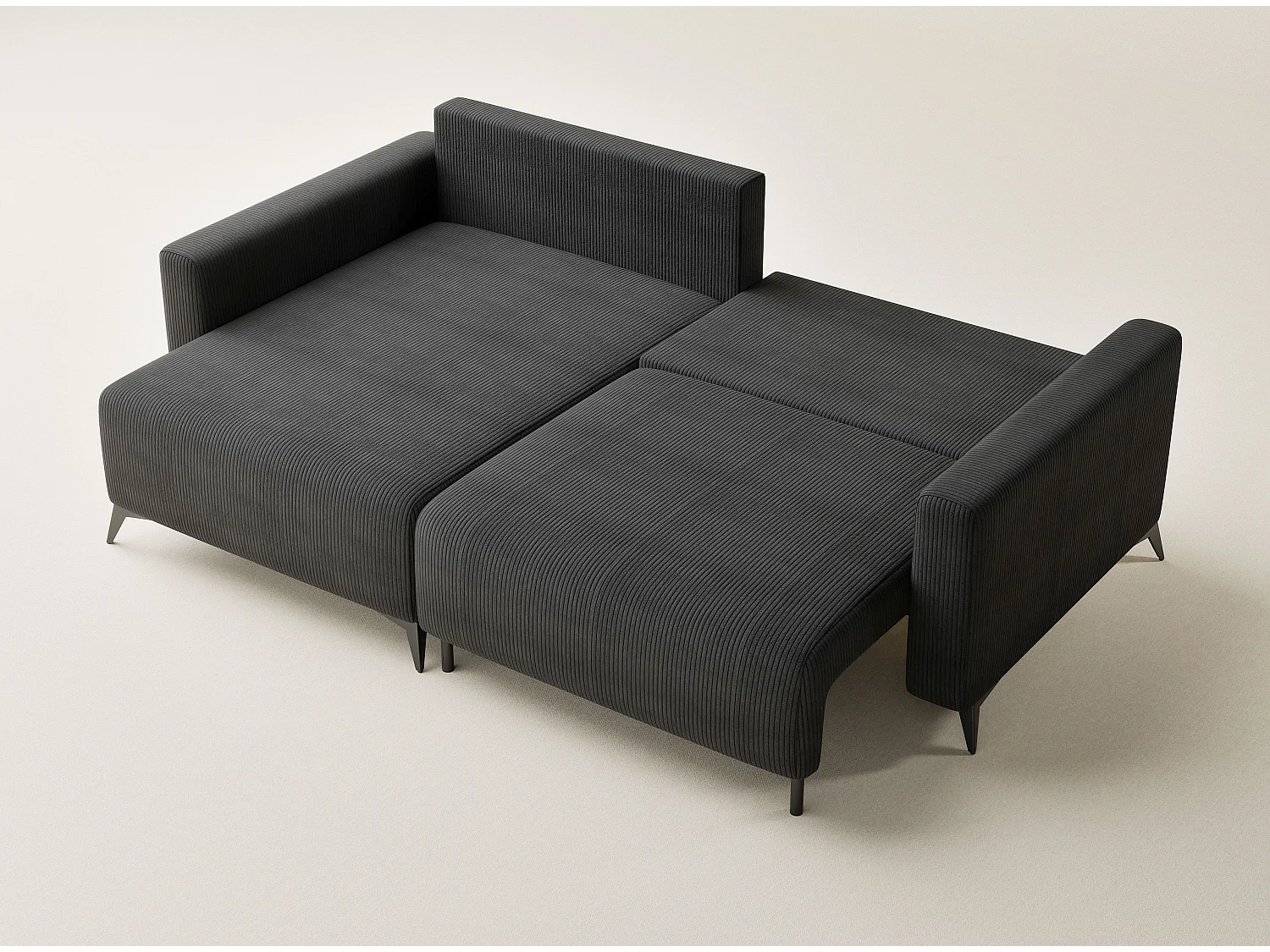 Canapé d'angle gauche avec fonction lit en velours graphite LEON