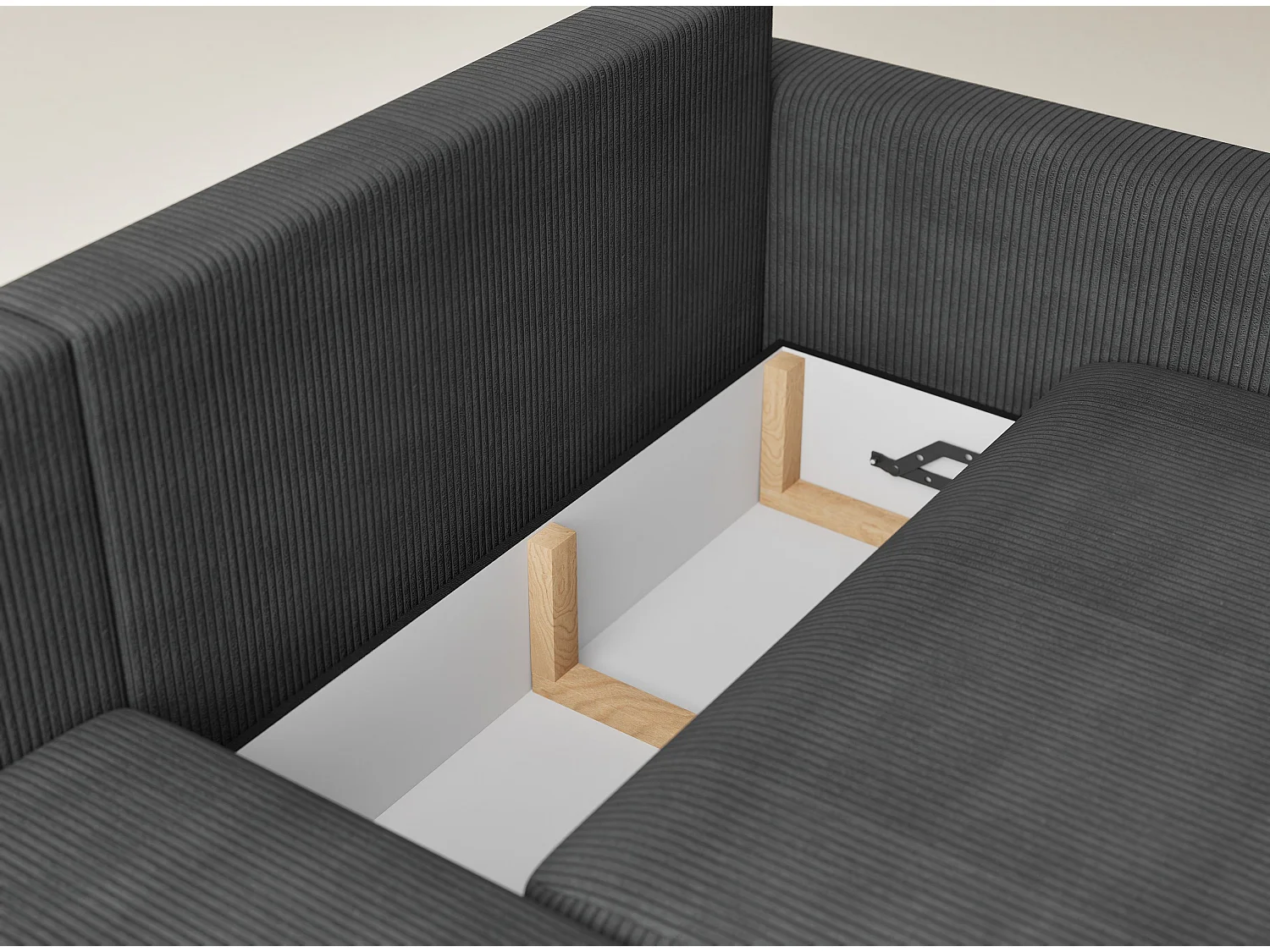 Canapé d'angle gauche avec fonction lit en velours graphite LEON