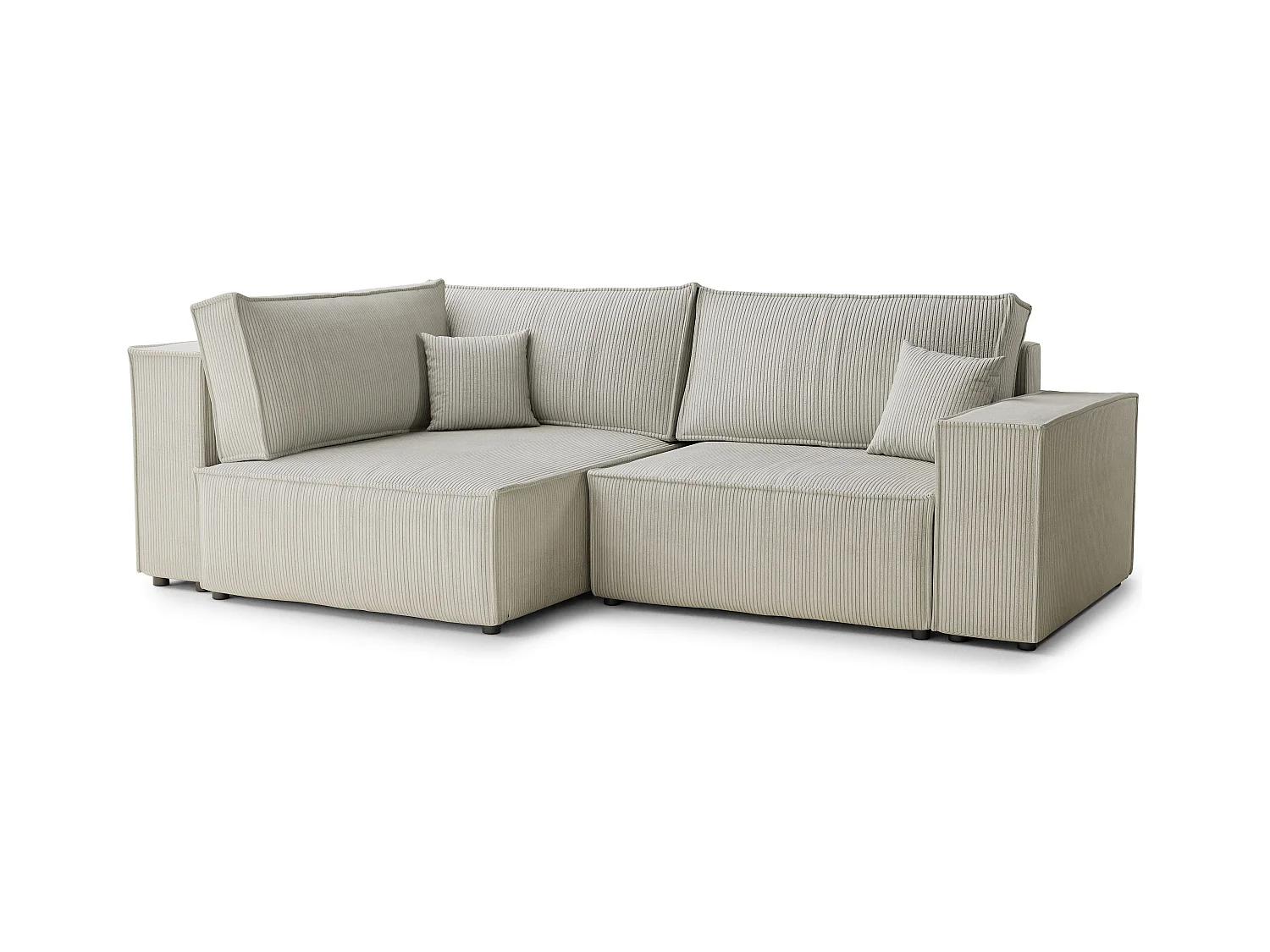 Canapé d'angle gauche avec fonction lit en velours creme TONGA