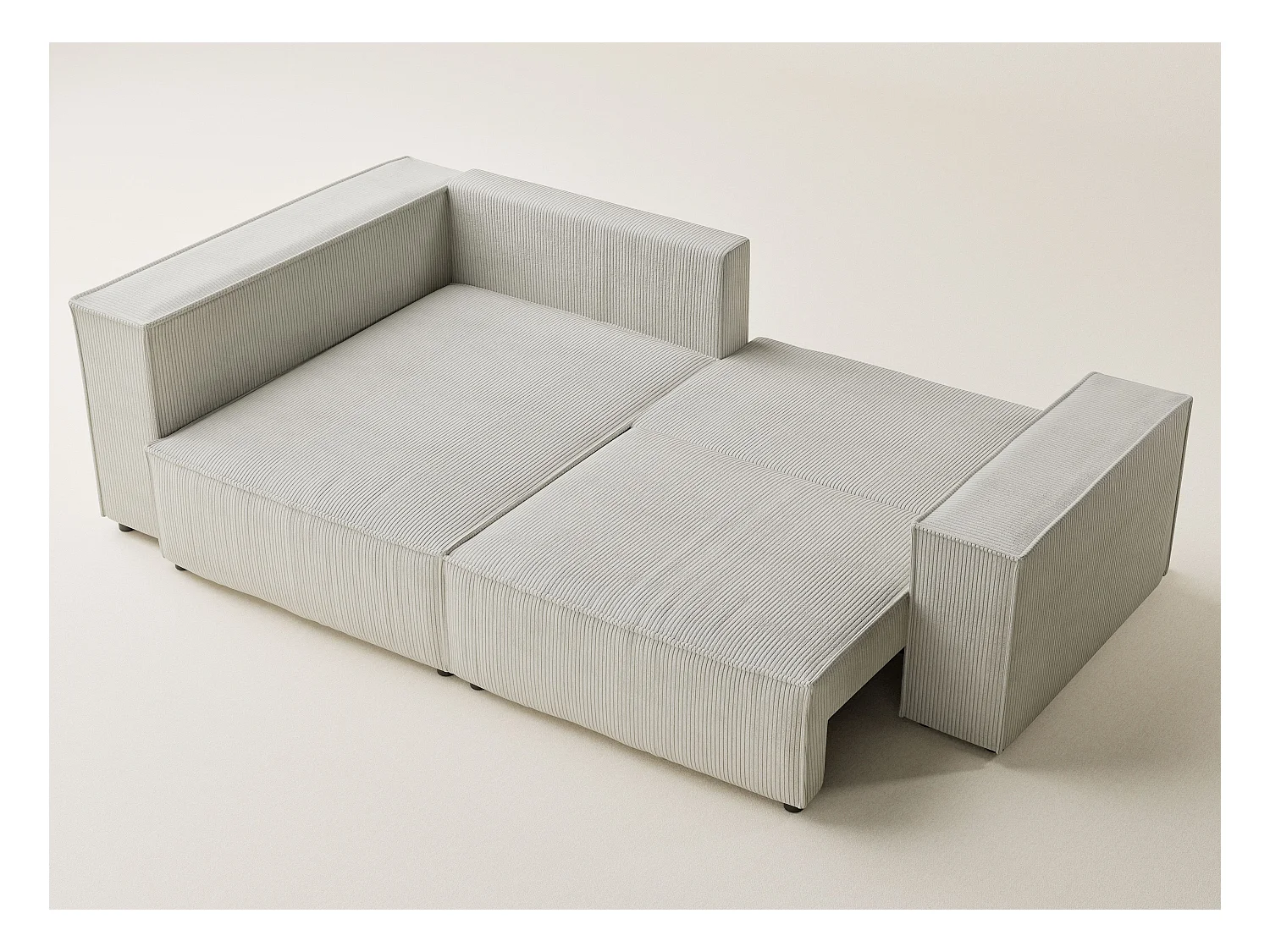 Canapé d'angle gauche avec fonction lit en velours creme TONGA