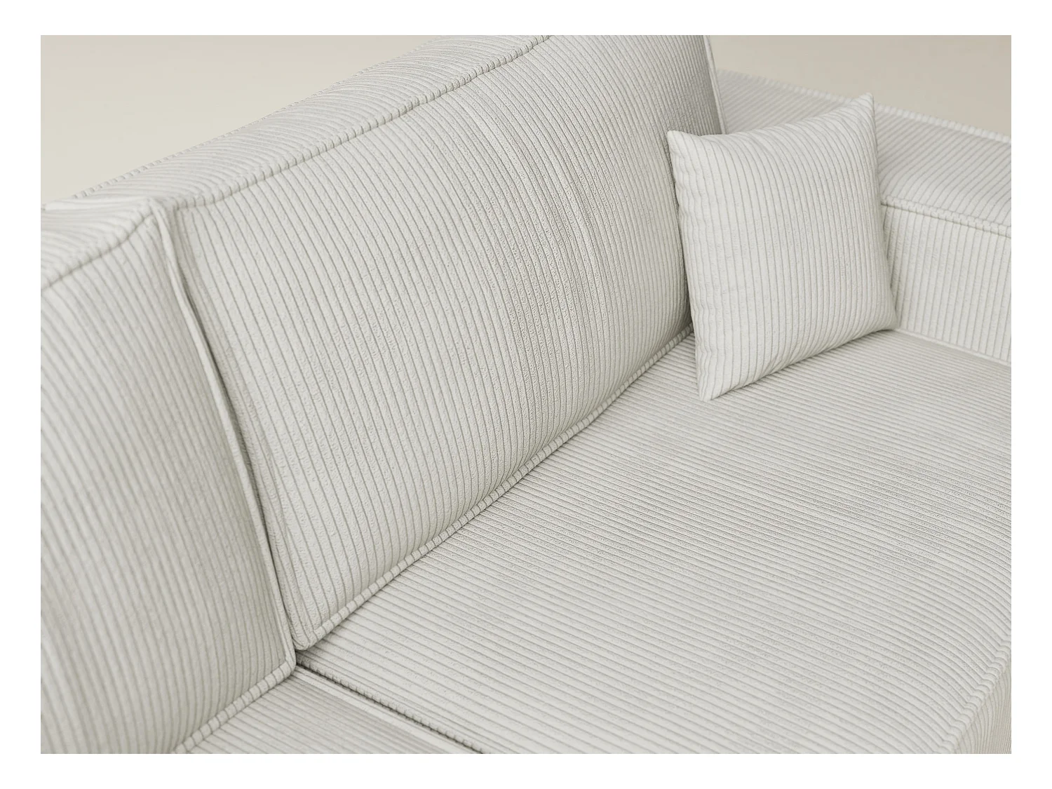 Canapé d'angle gauche avec fonction lit en velours creme TONGA