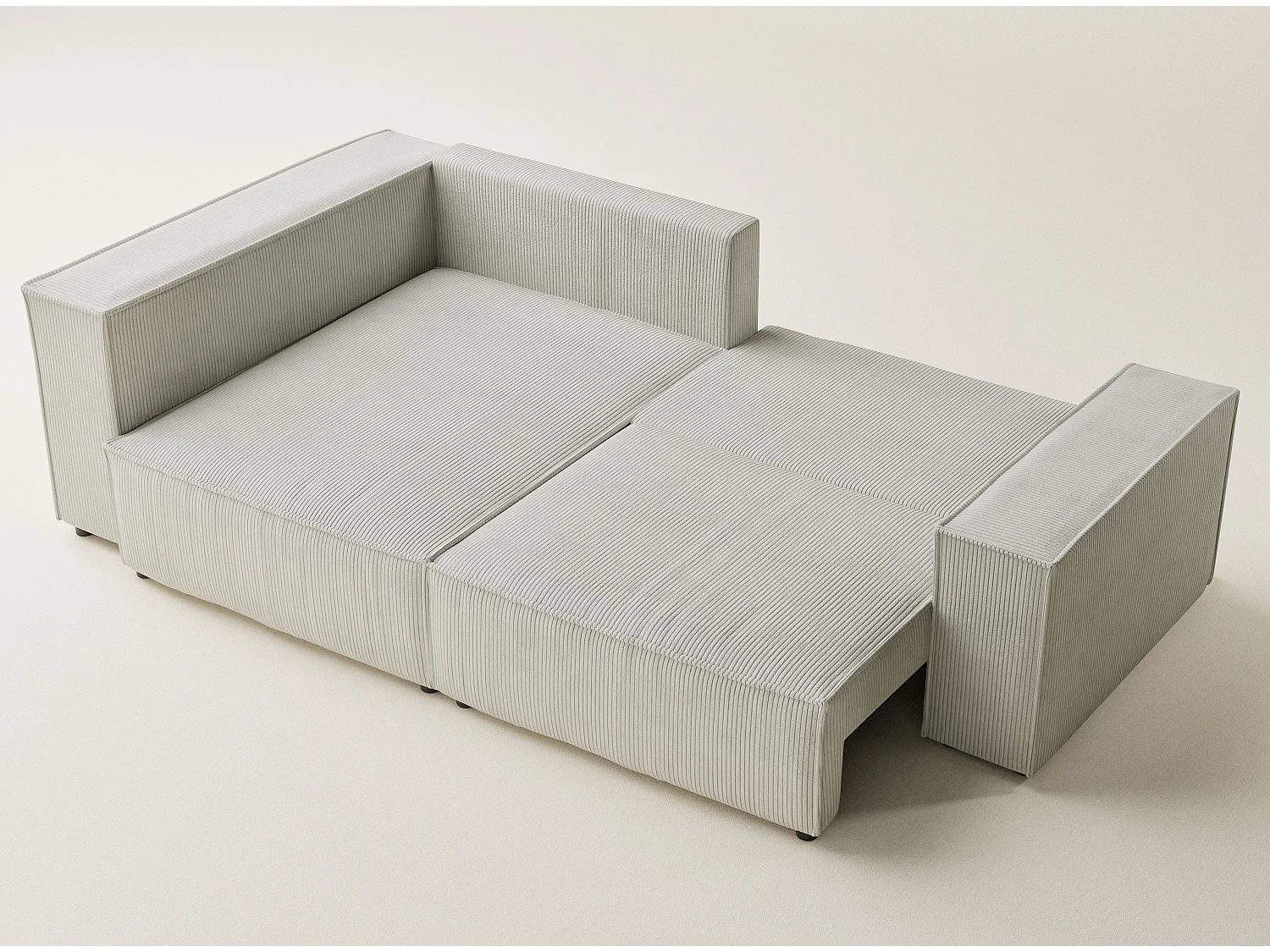 Canapé d'angle gauche avec fonction lit en velours creme TONGA