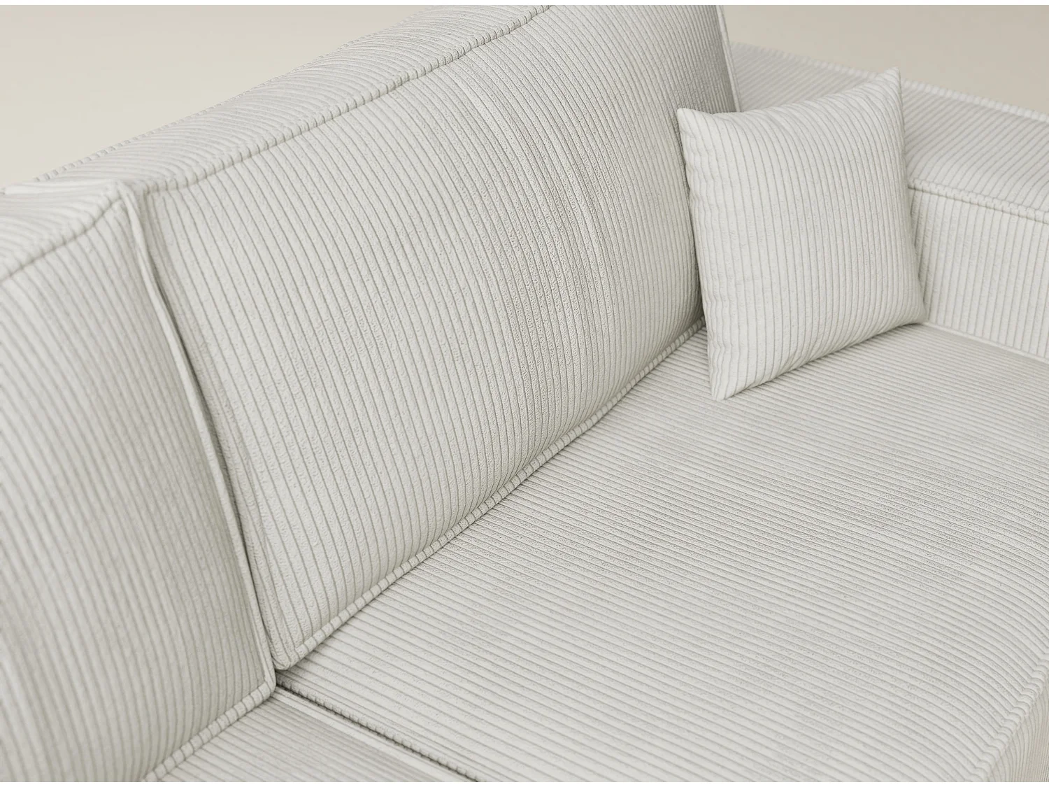 Canapé d'angle gauche avec fonction lit en velours creme TONGA