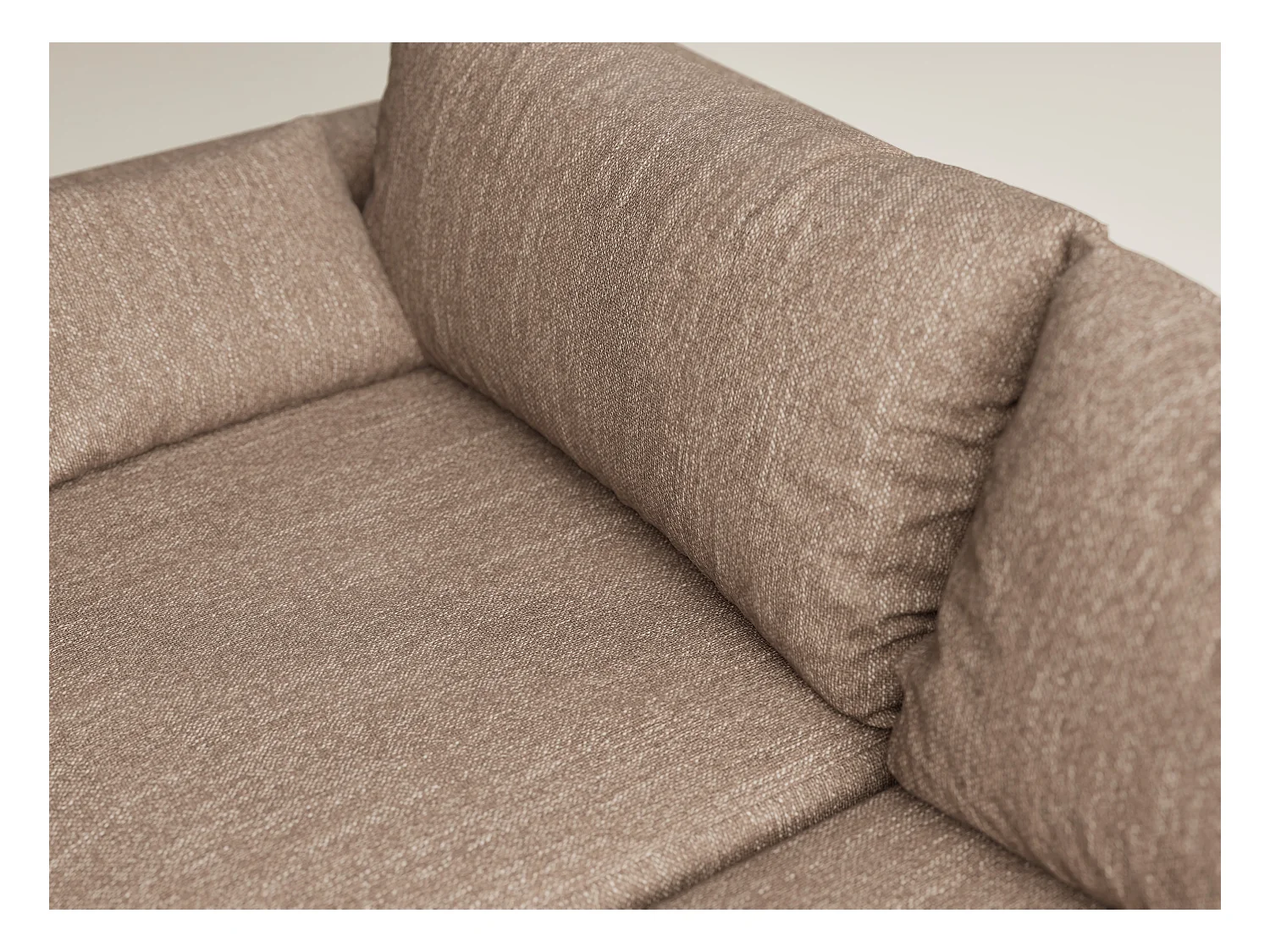 Canapé d'angle droit avec fonction lit en tissu tressé brun LEON