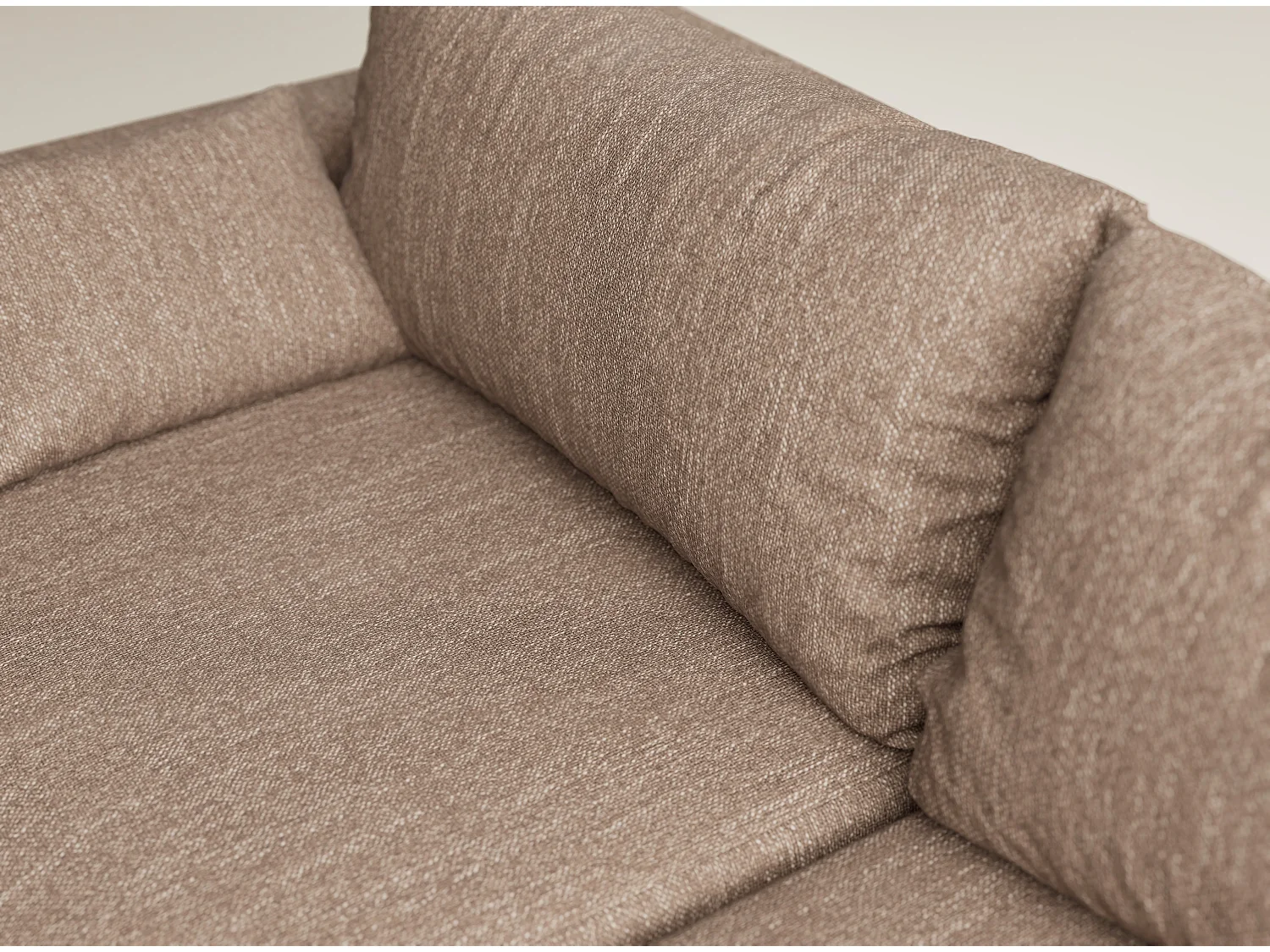 Canapé d'angle droit avec fonction lit en tissu tressé brun LEON