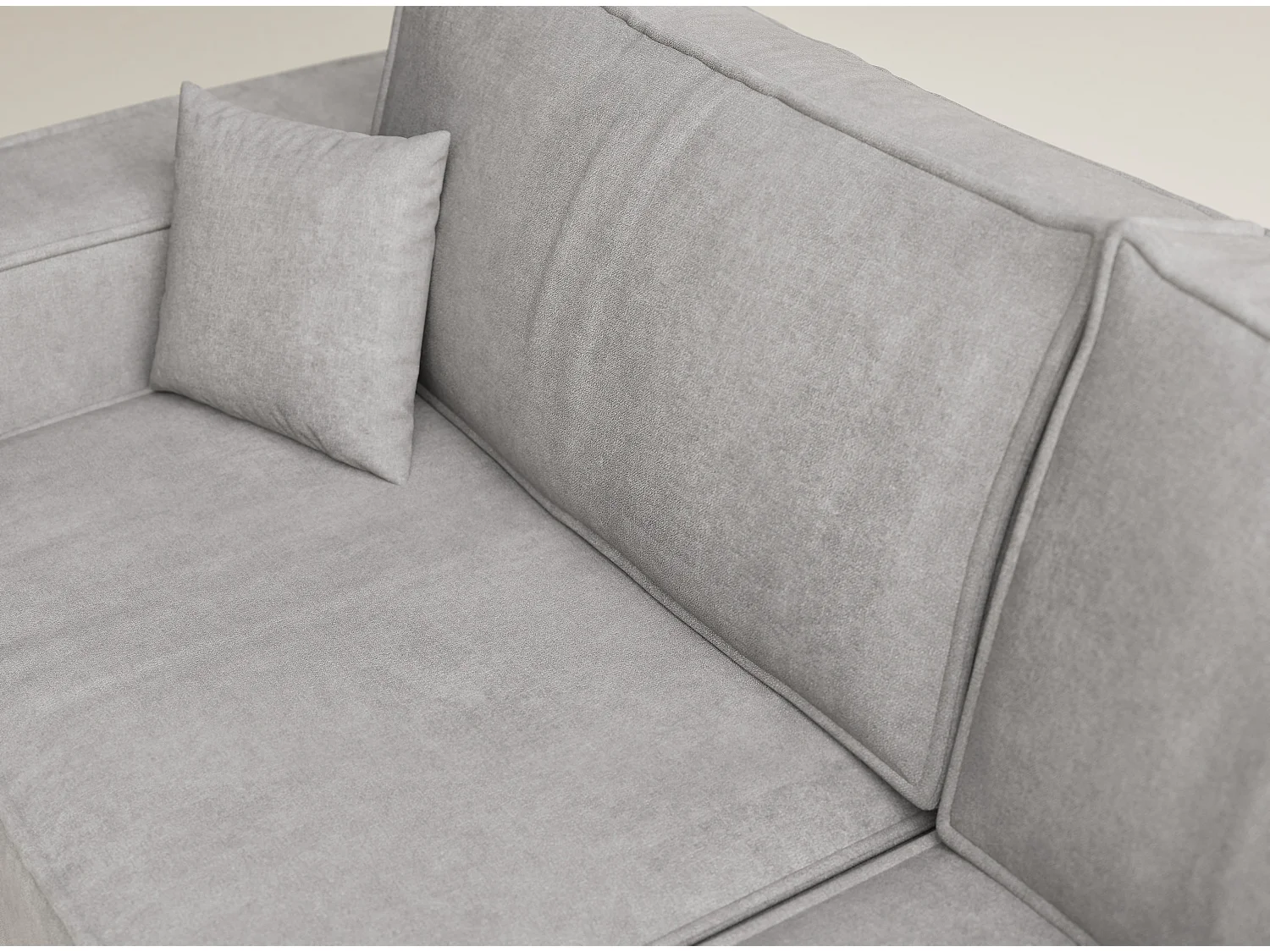 Canapé d'angle droit avec fonction lit en tissu chenille beige gris TONGA