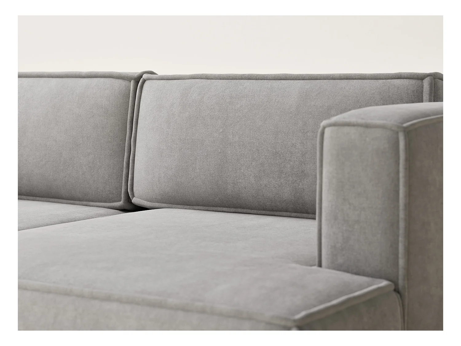 Canapé d'angle droit avec fonction lit en tissu chenille beige gris VELTO