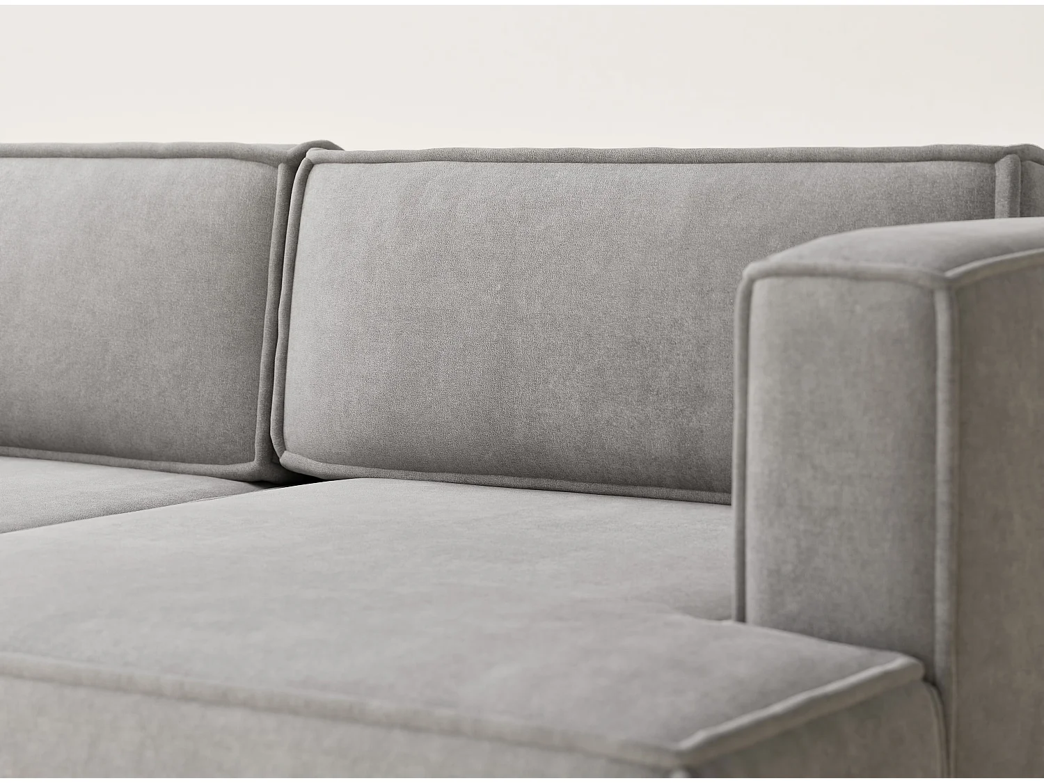 Canapé d'angle droit avec fonction lit en tissu chenille beige gris VELTO