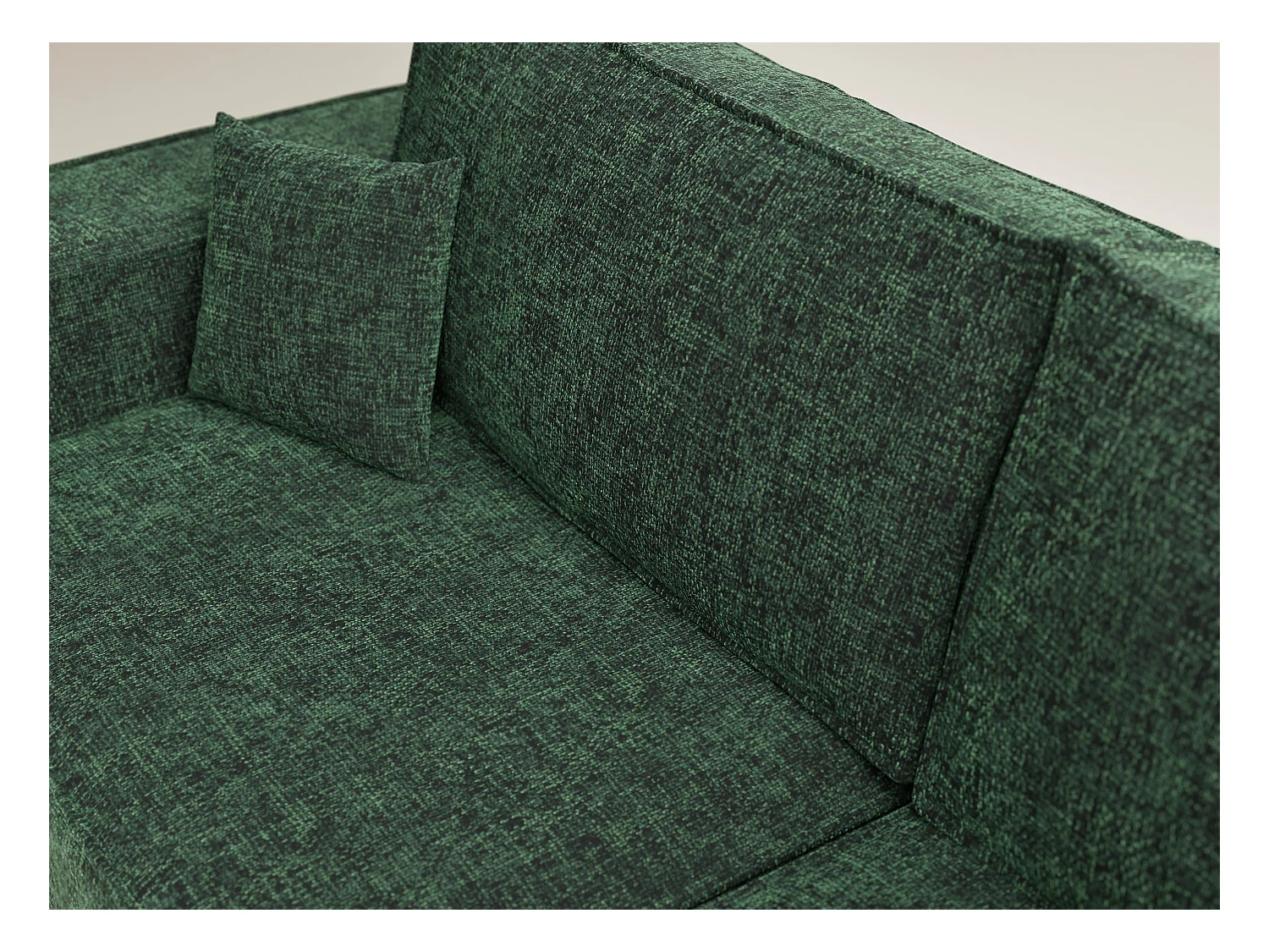 Canapé d'angle droit avec fonction lit en tissu chenille vert foncé TONGA