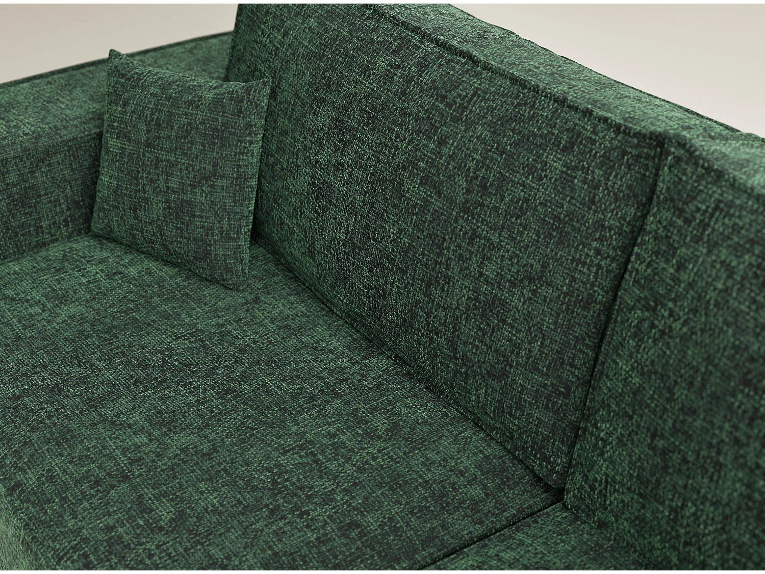 Canapé d'angle droit avec fonction lit en tissu chenille vert foncé TONGA