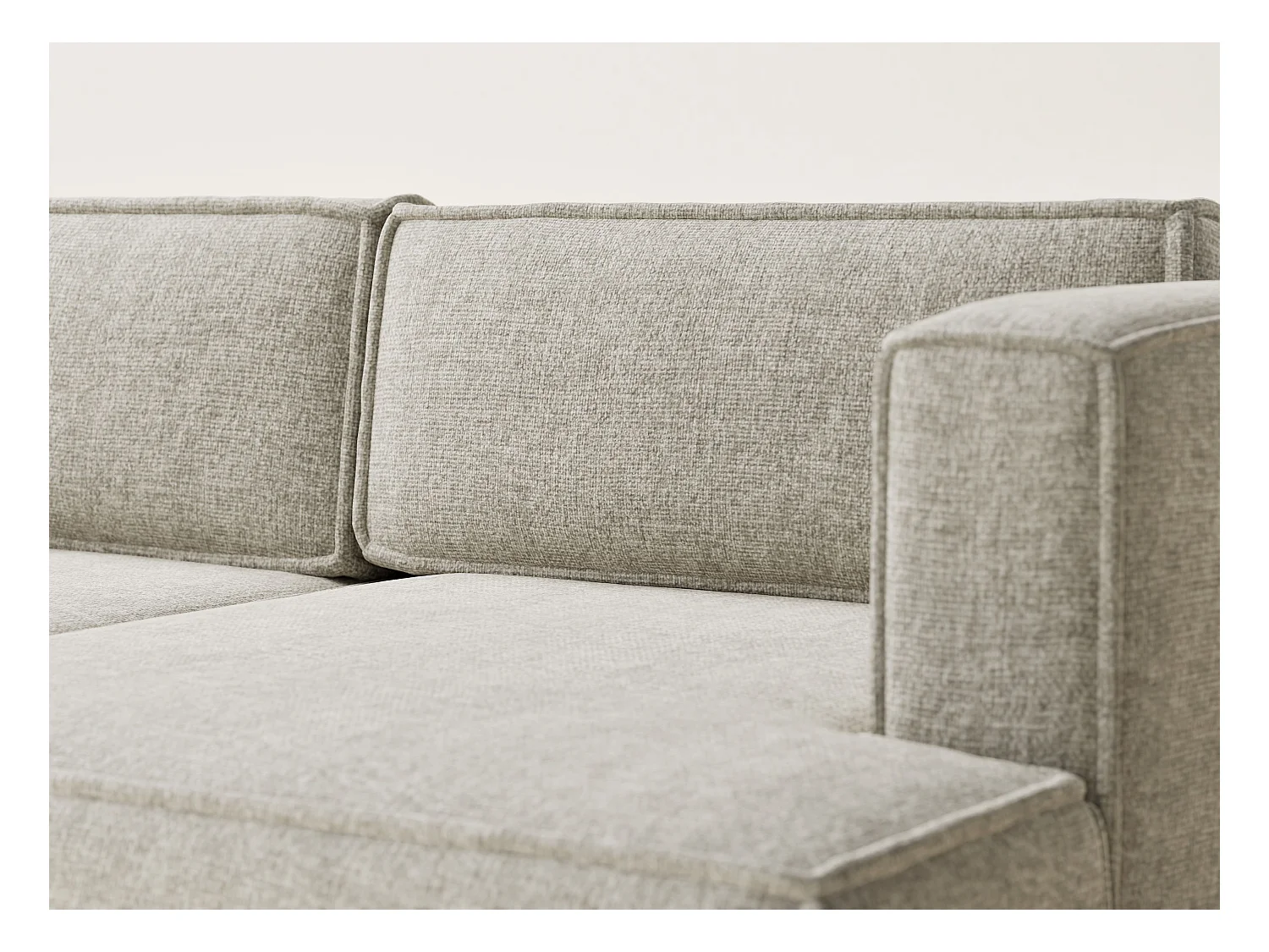 Canapé d'angle droit avec fonction lit en tissu chenille beige VELTO