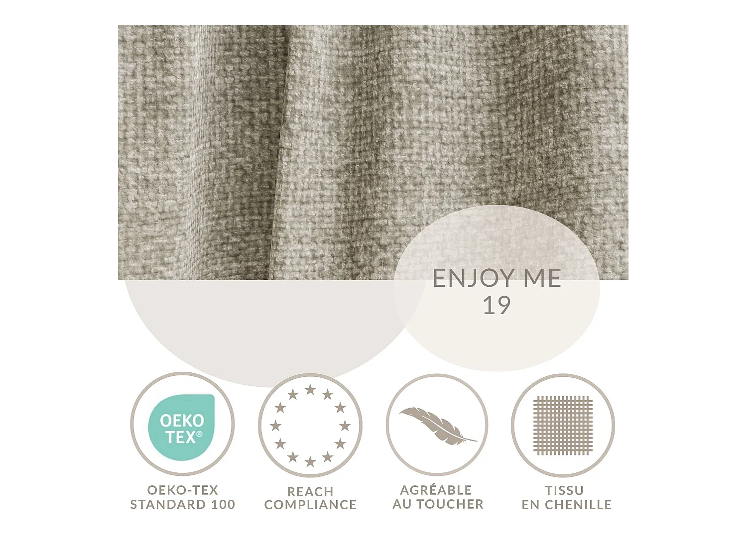 Canapé d'angle droit avec fonction lit en tissu chenille beige VELTO