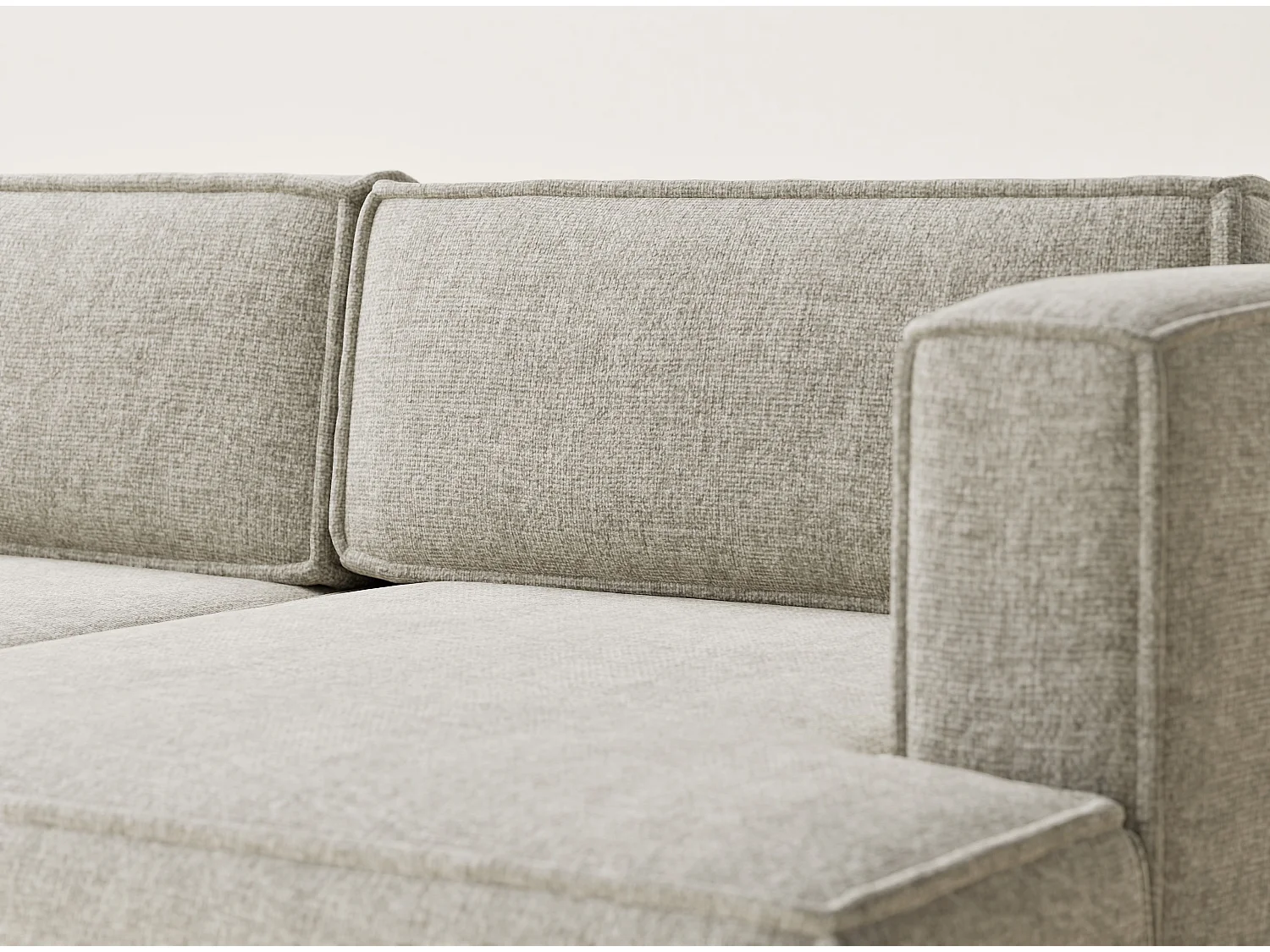 Canapé d'angle droit avec fonction lit en tissu chenille beige VELTO