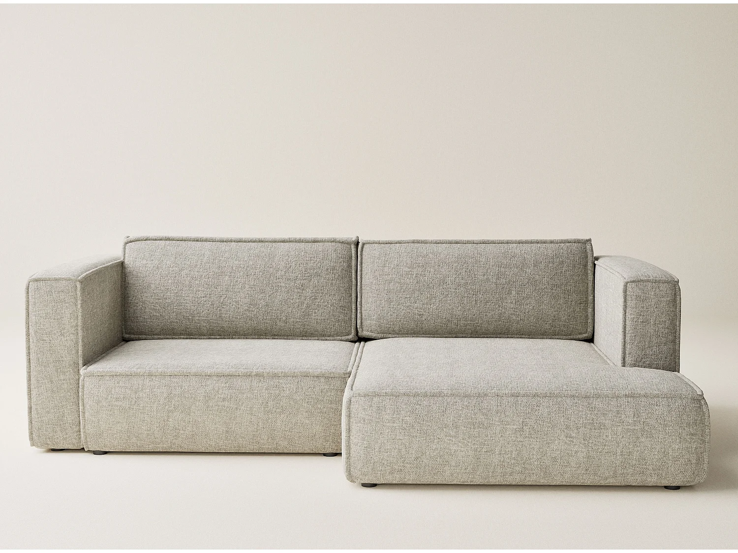 Hoekslaapbank met hoek rechts in chenille stof beige VELTO