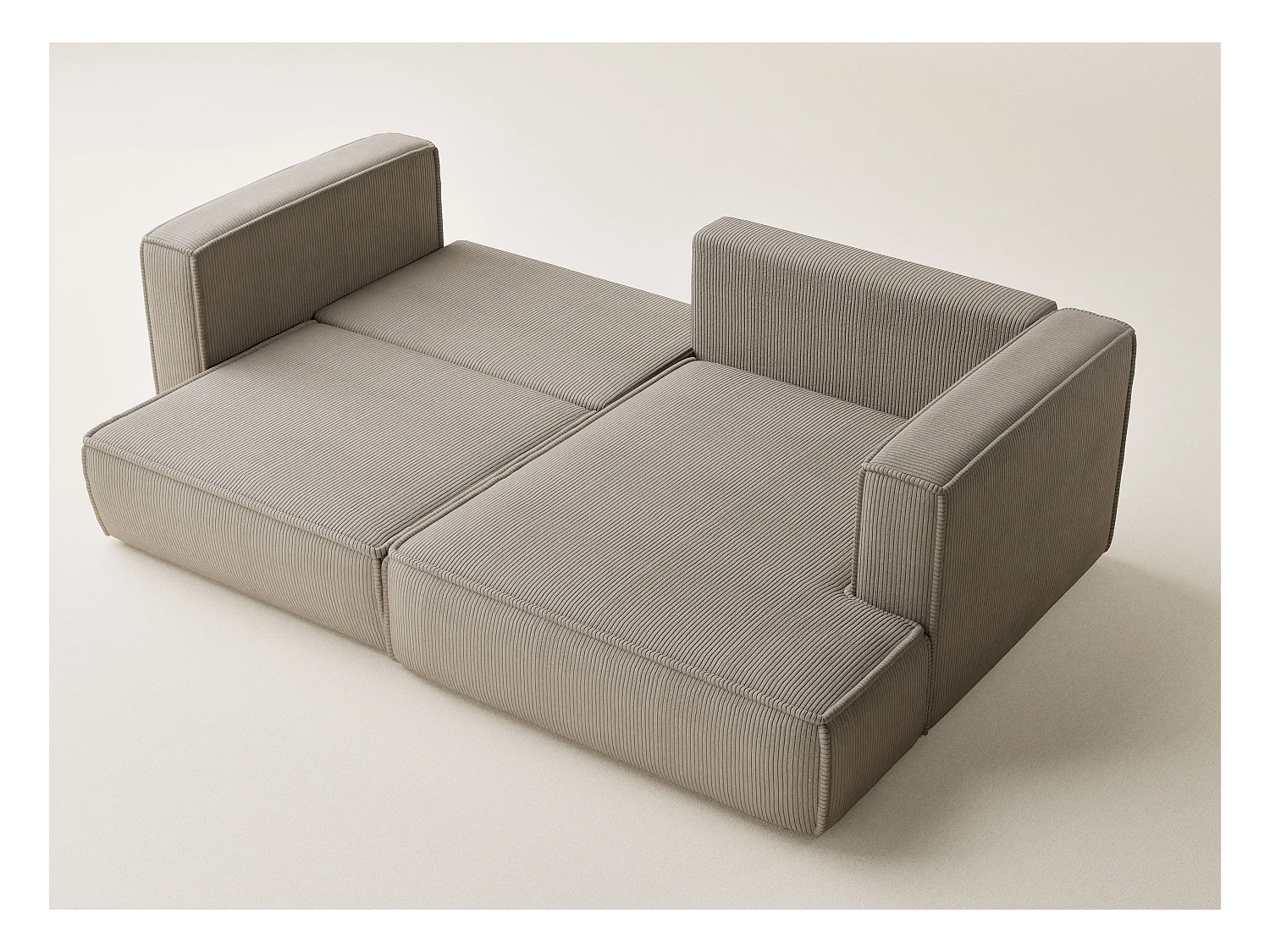 Canapé d'angle droit avec fonction lit en velours beige foncé VELTO