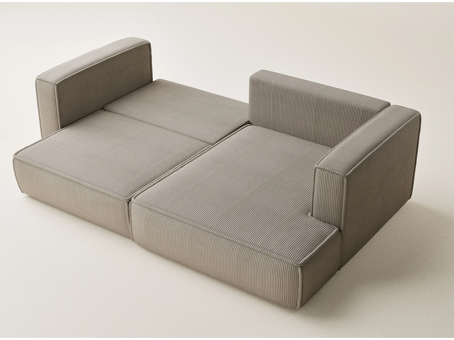 Canapé d'angle droit avec fonction lit en velours beige foncé VELTO